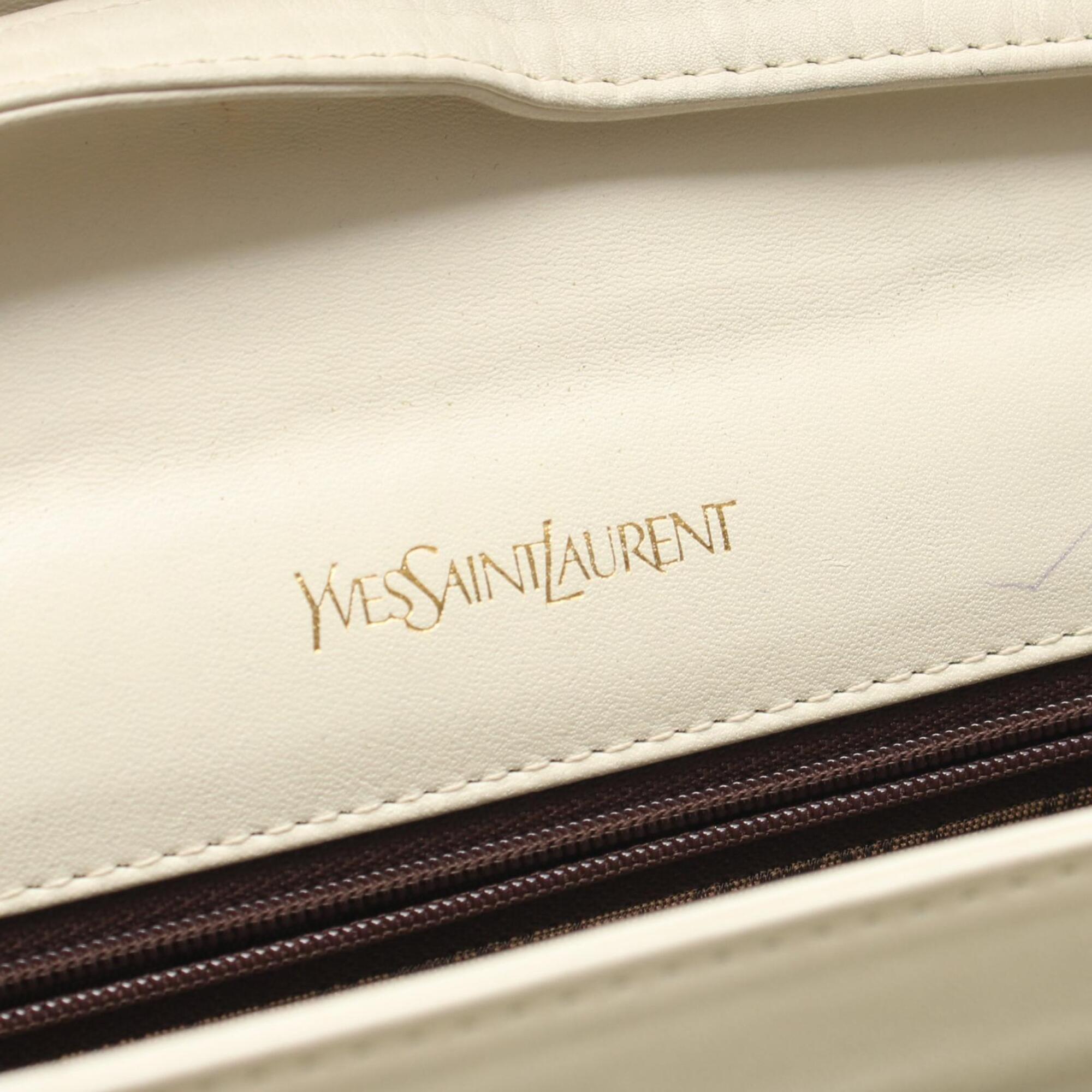 Yves Saint Laurent White Leather Handbag Shoulder Bag (Pre-Owned)