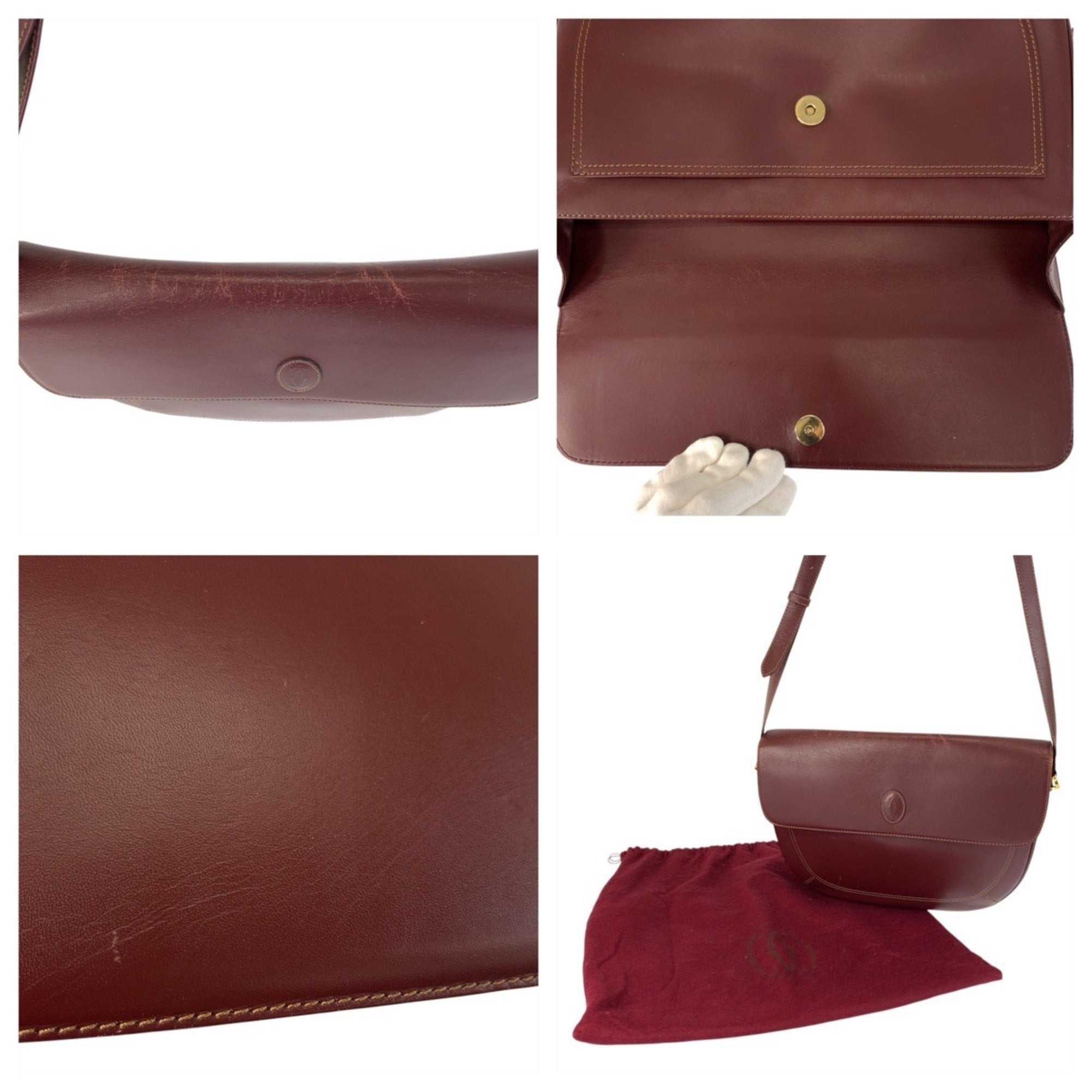 Cartier Bordeaux Leather Pochette Shoulder Bag (Pre-Owned)