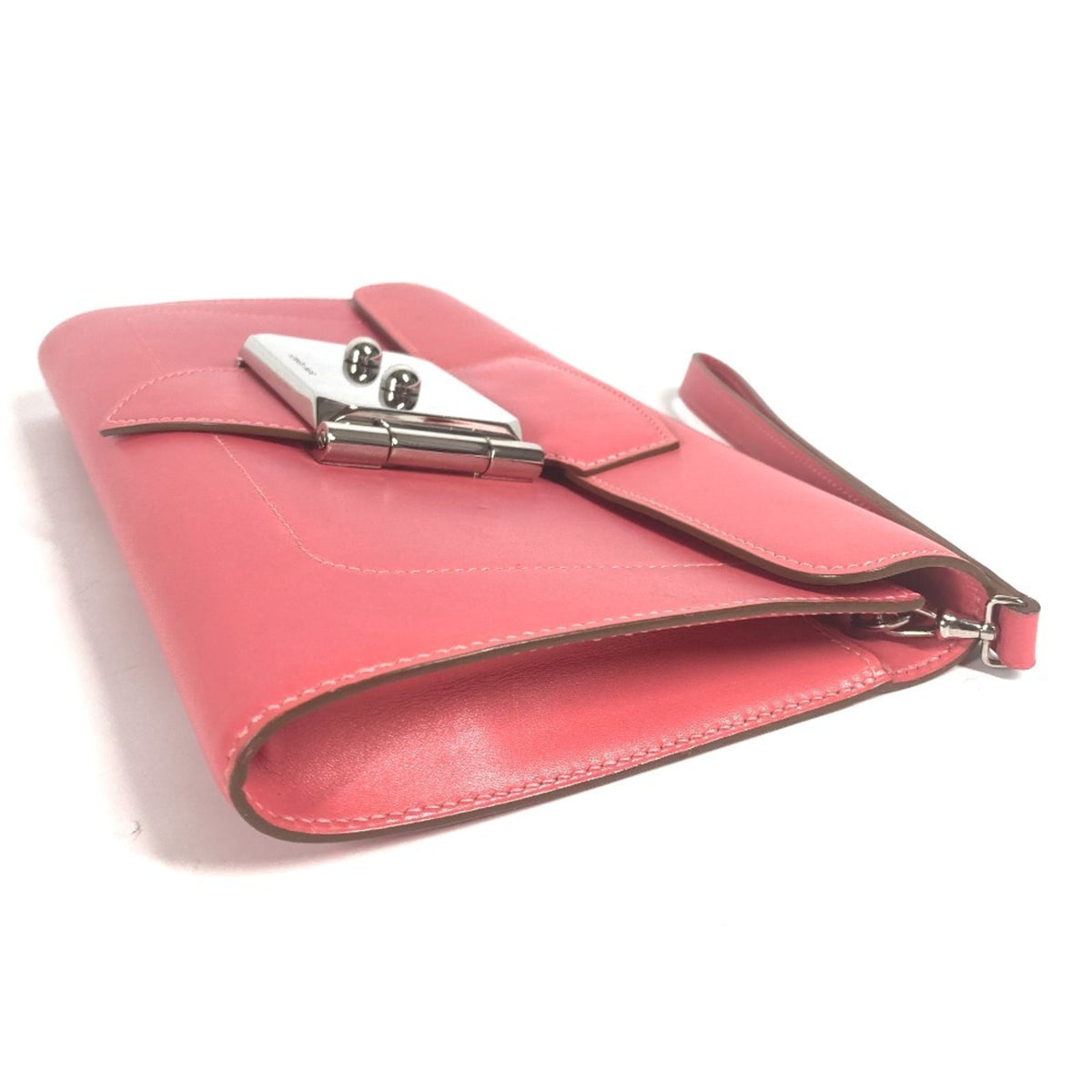 Hermes Pink Tadelakt Leather Clutch Bag (Pre-Owned)