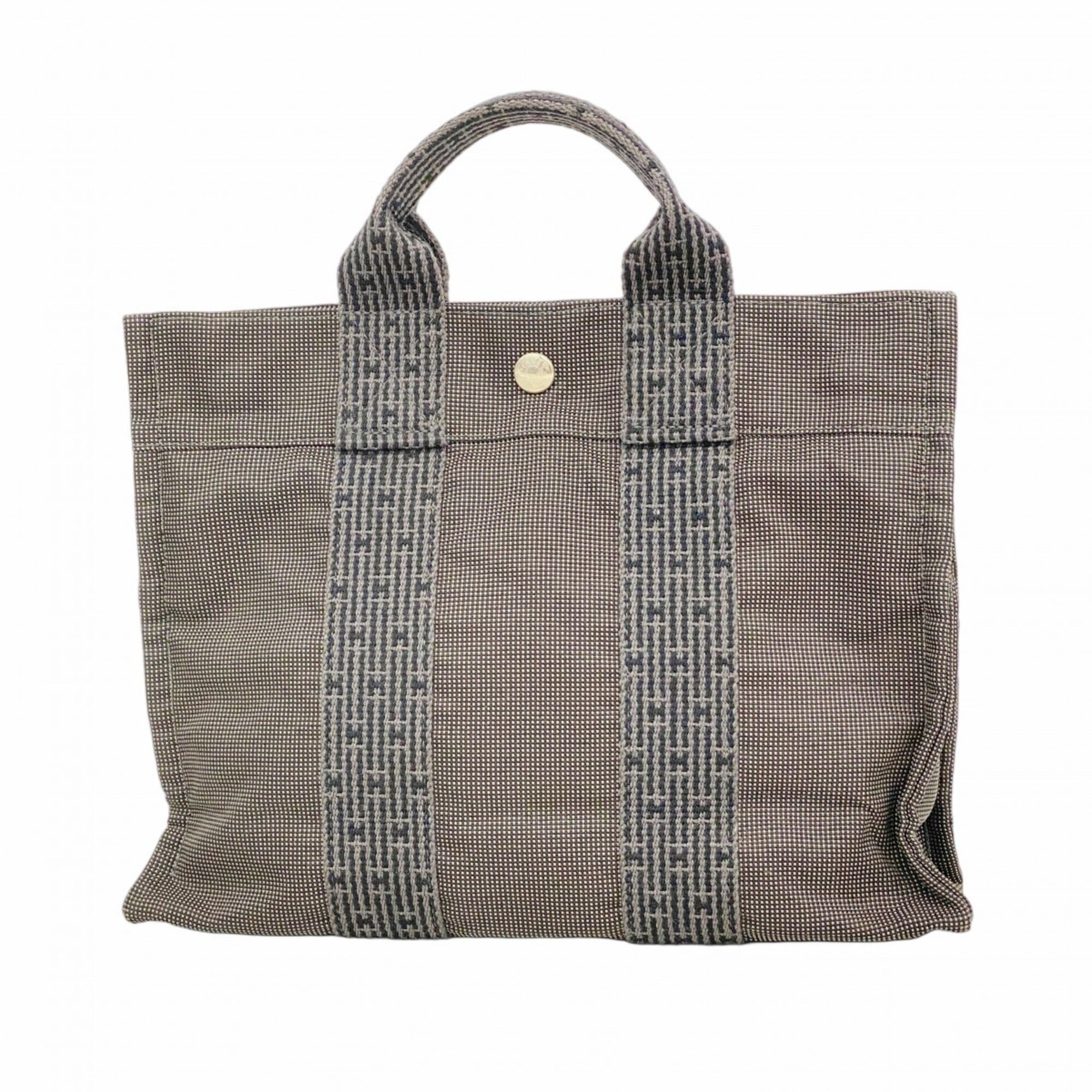 Hermes Gray Canvas Handbag (Pre-Owned)
