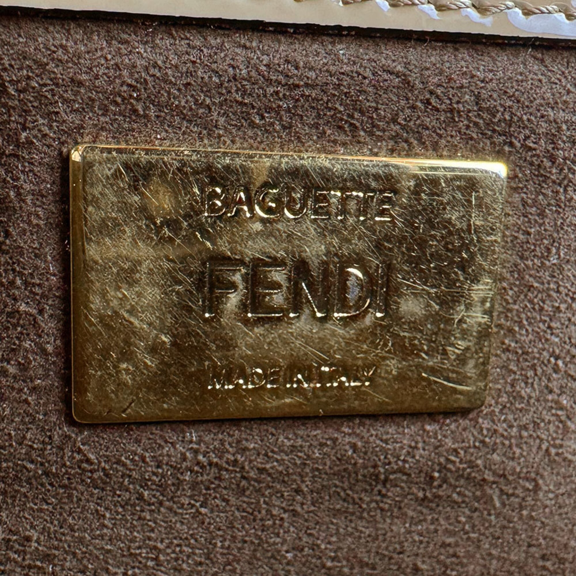 Fendi Beige Brown Patent Leather Handbag Shoulder Bag (Pre-Owned)