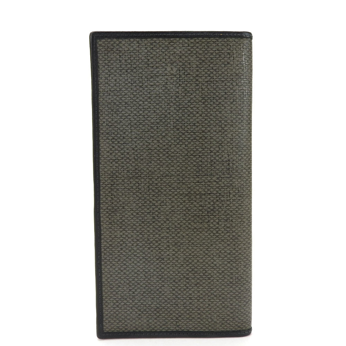 Salvatore Ferragamo Gancini Black Gray Pvc Leather Long Wallet (Bi-Fold) (Pre-Owned)