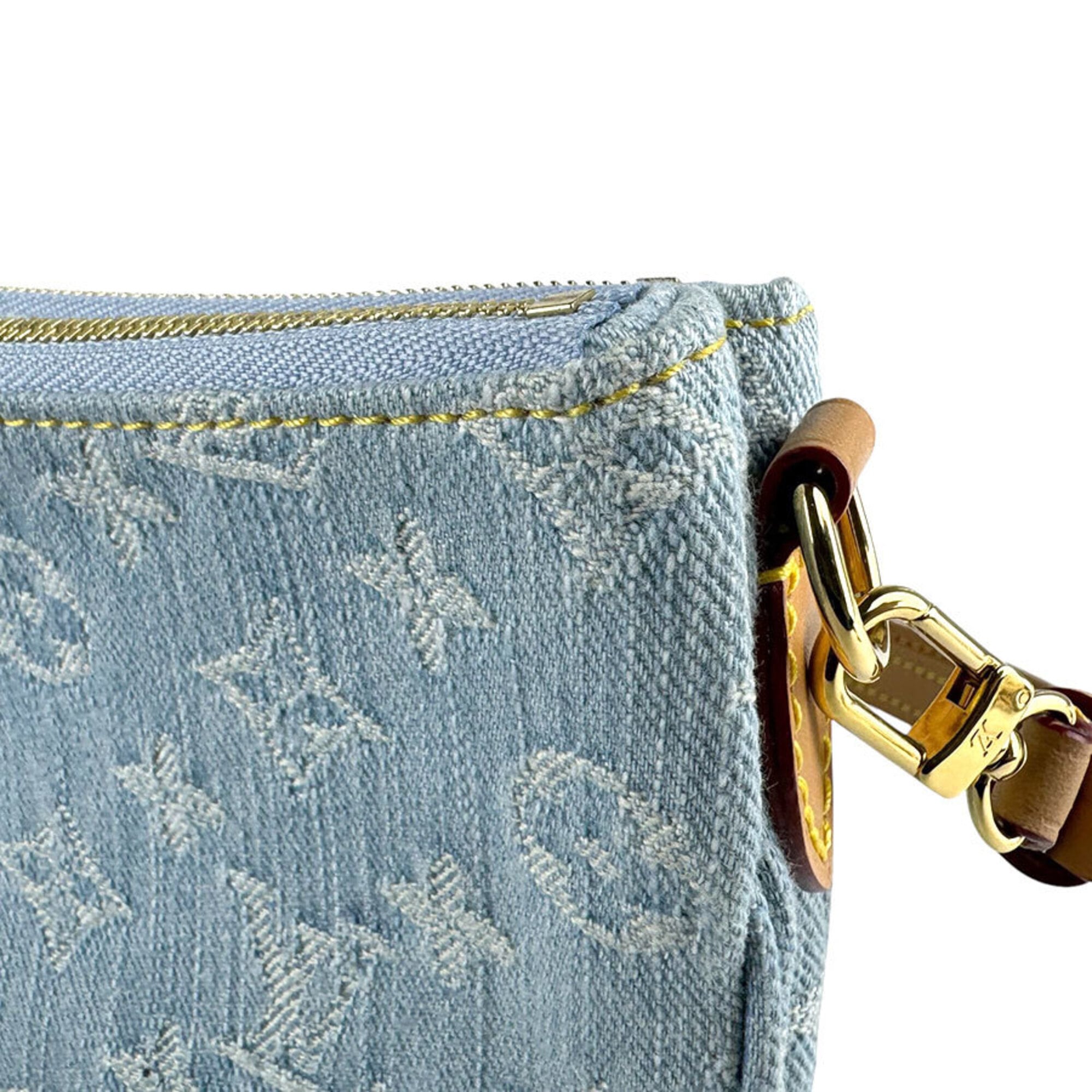 Louis Vuitton Blue Monogram Denim Pochette Shoulder Bag (Pre-Owned)