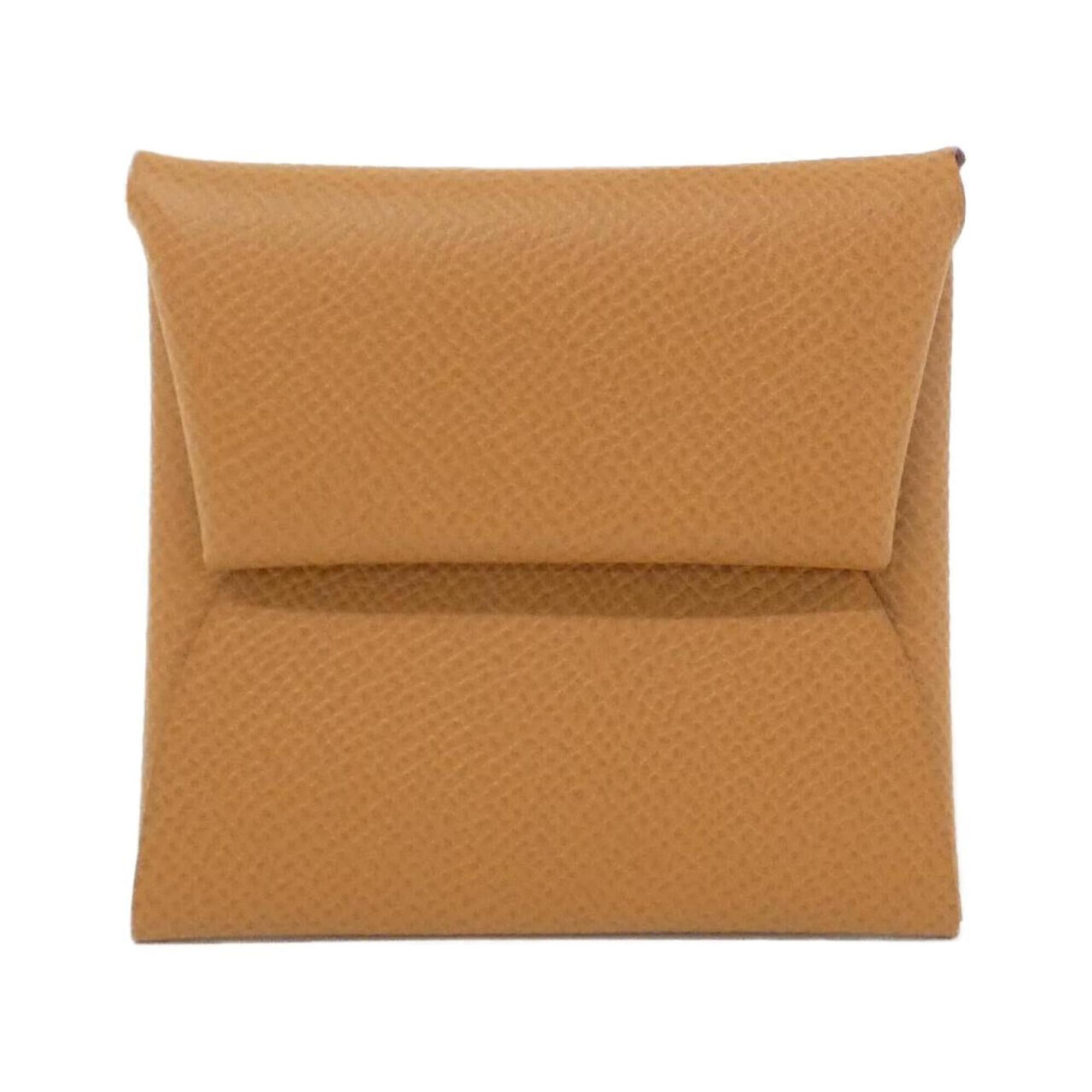 Hermes Brown Gold Brown Epsom Leather Coin Purse/Coin Case (Pre-Owned)