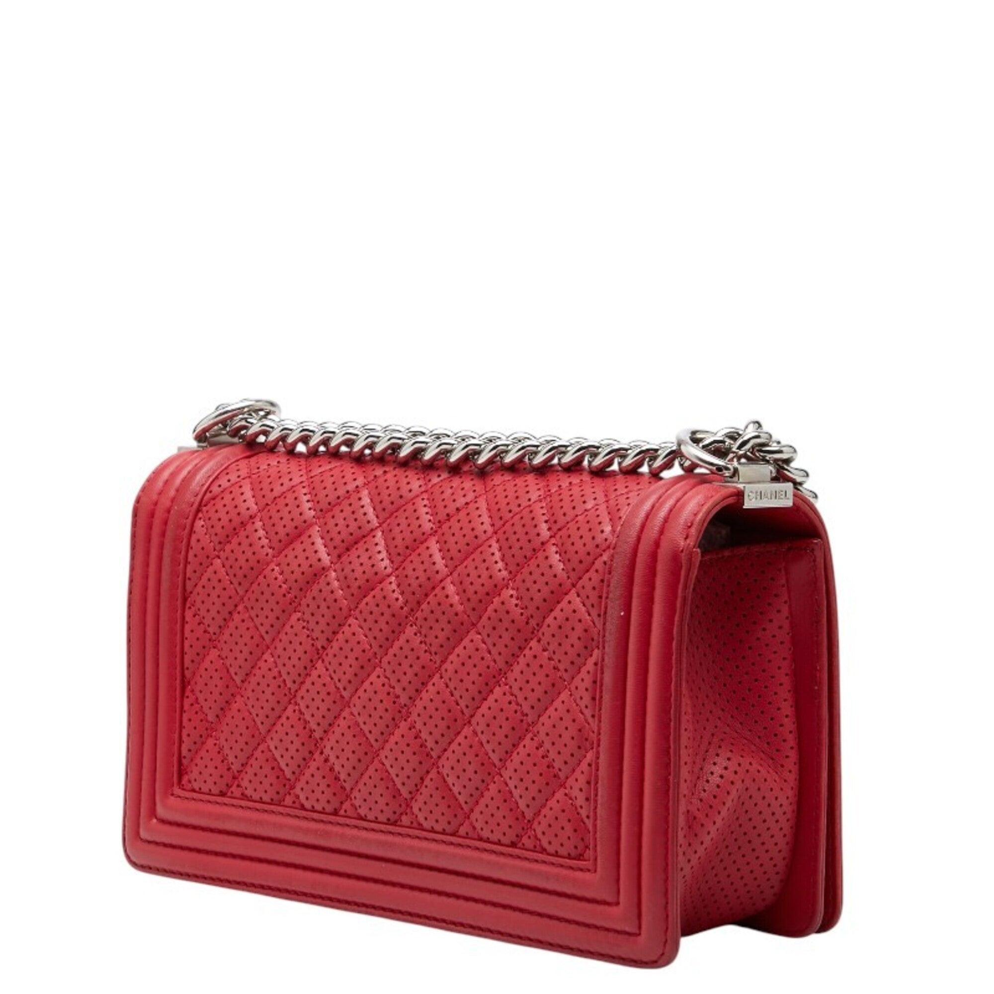 Chanel Matelasse Red Color Leather Shoulder Bag (Pre-Owned)