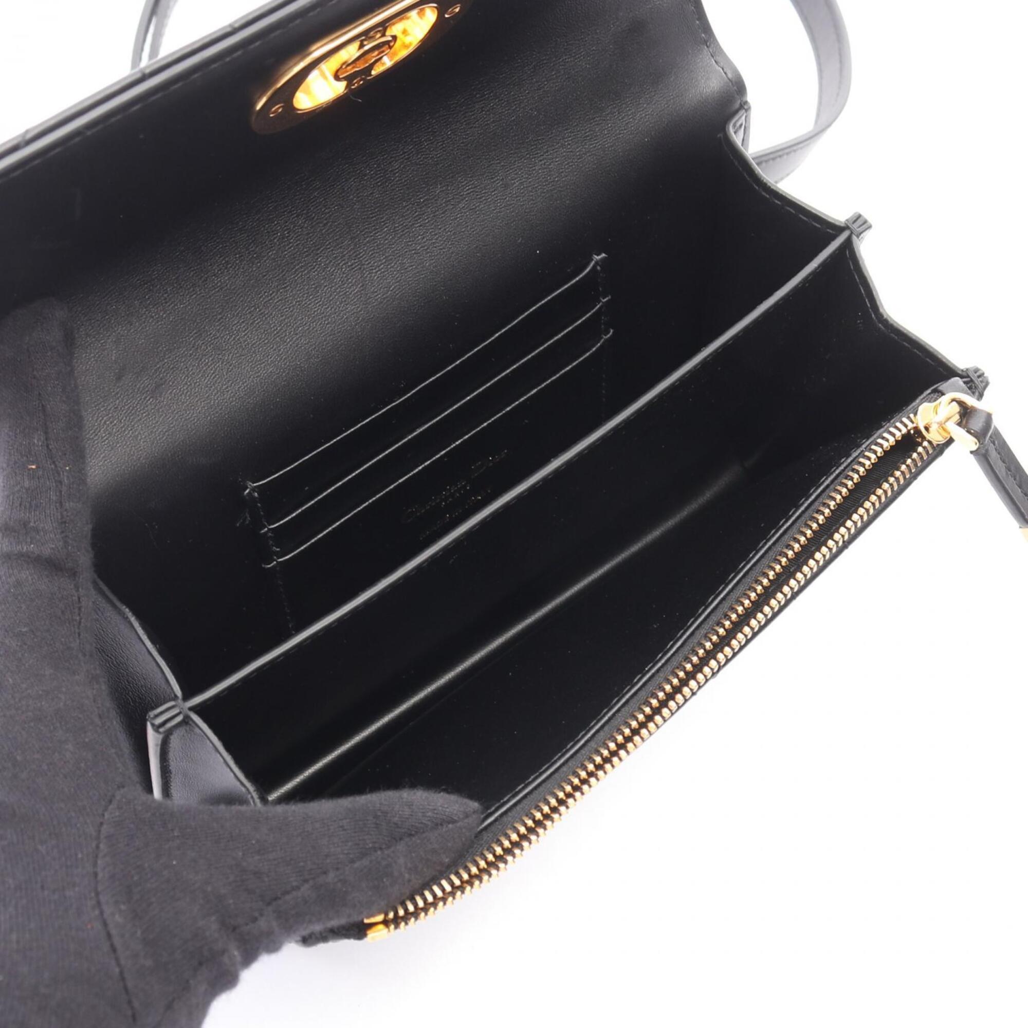 Christian Dior Black Leather Handbag Shoulder Bag (Pre-Owned)