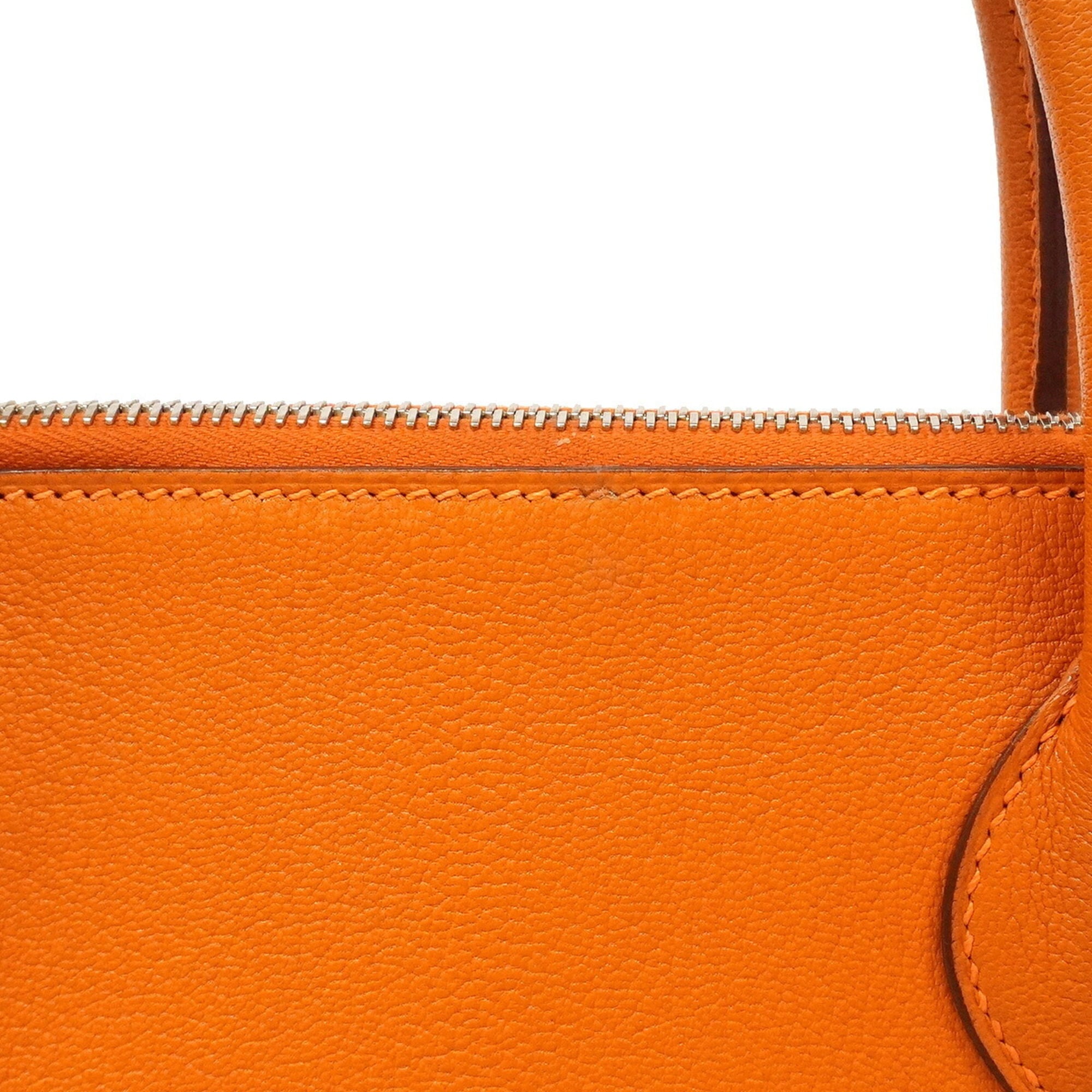 Hermes Orange Chevre Leather Handbag (Pre-Owned)