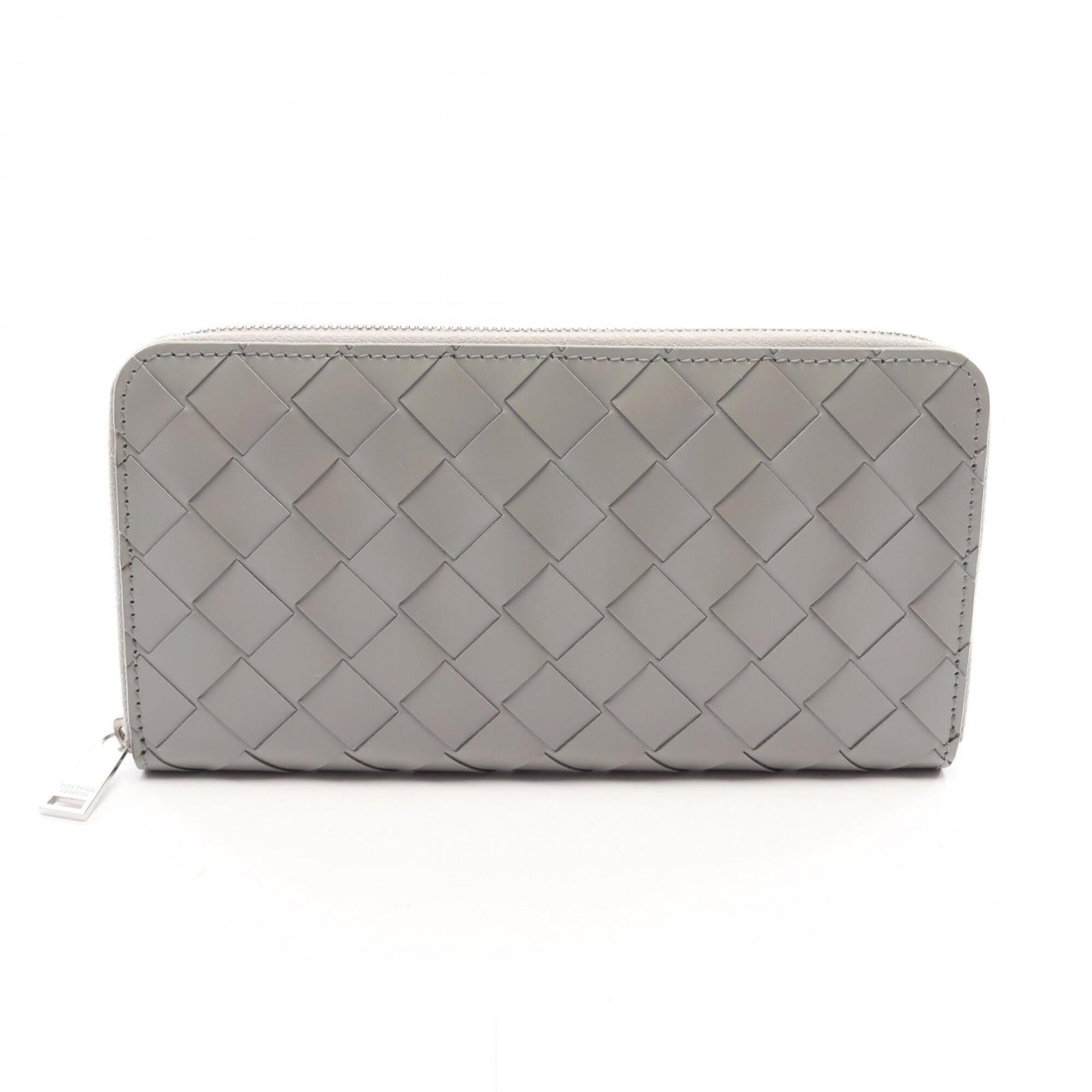 Bottega Veneta Gray Intrecciato Long Wallet (Bi-Fold) (Pre-Owned)
