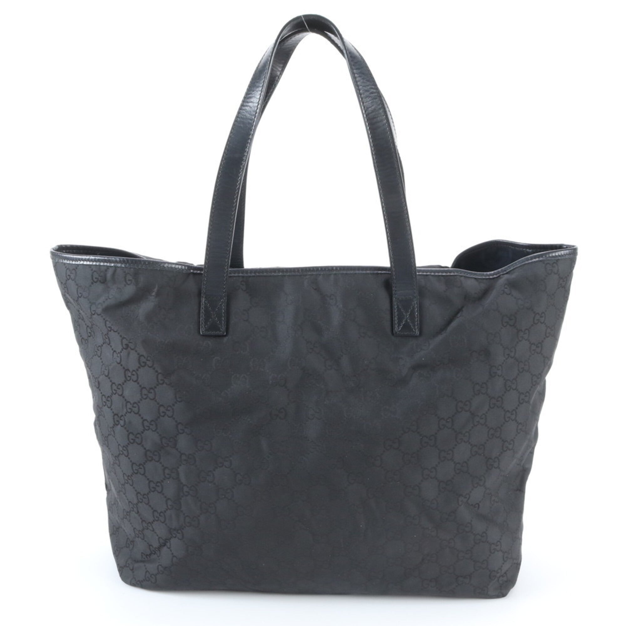 Gucci Black Leather Nylon Handbag Tote Bag (Pre-Owned)