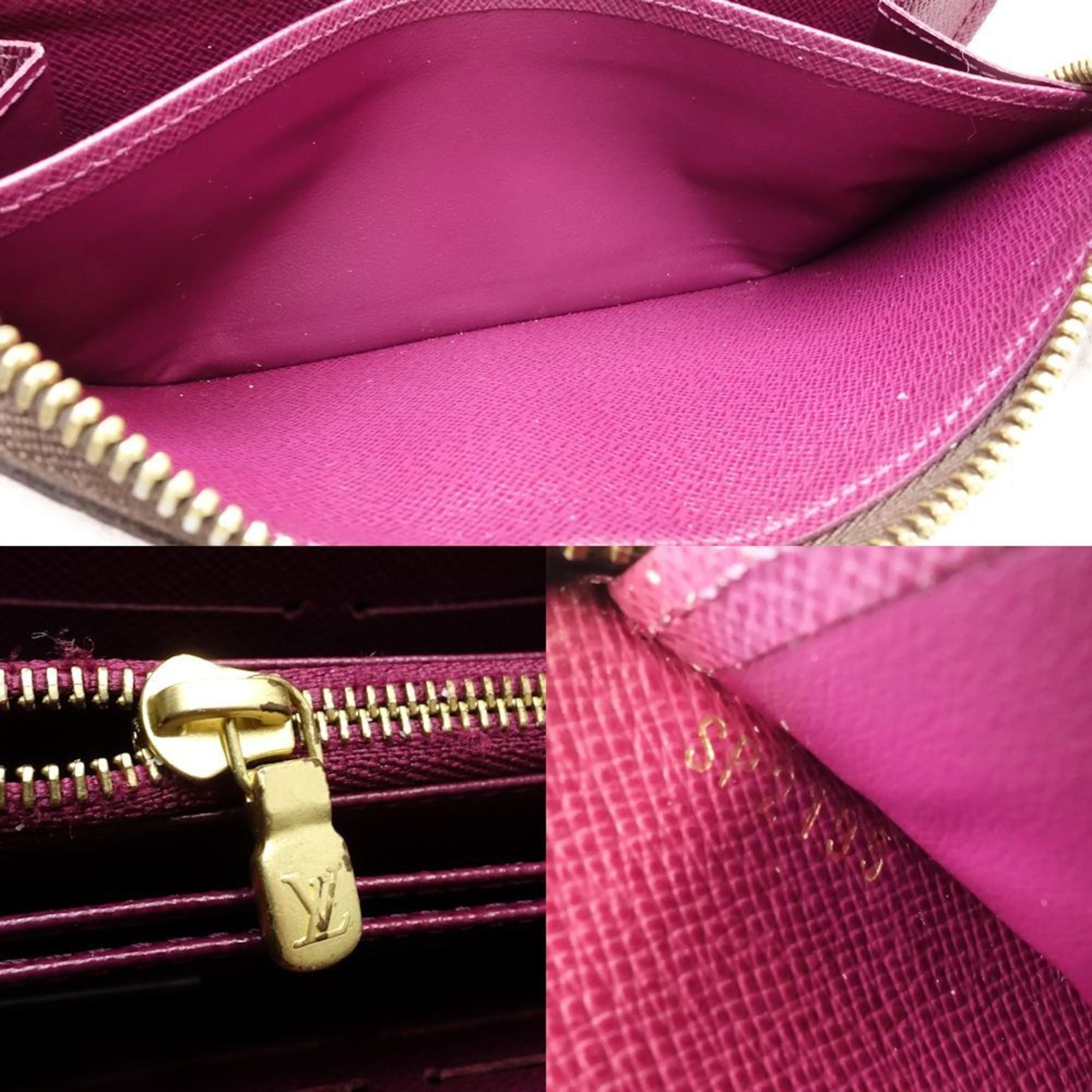 Louis Vuitton Brown Magenta Canvas Long Wallet (Bi-Fold) (Pre-Owned)