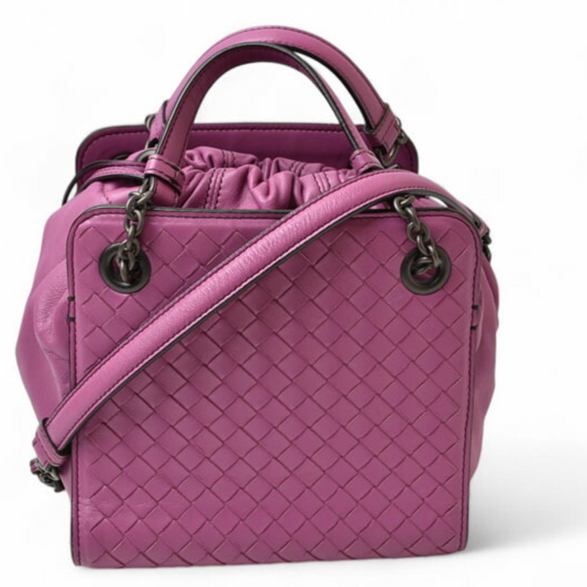 Bottega Veneta Purple Leather Handbag Shoulder Bag (Pre-Owned)
