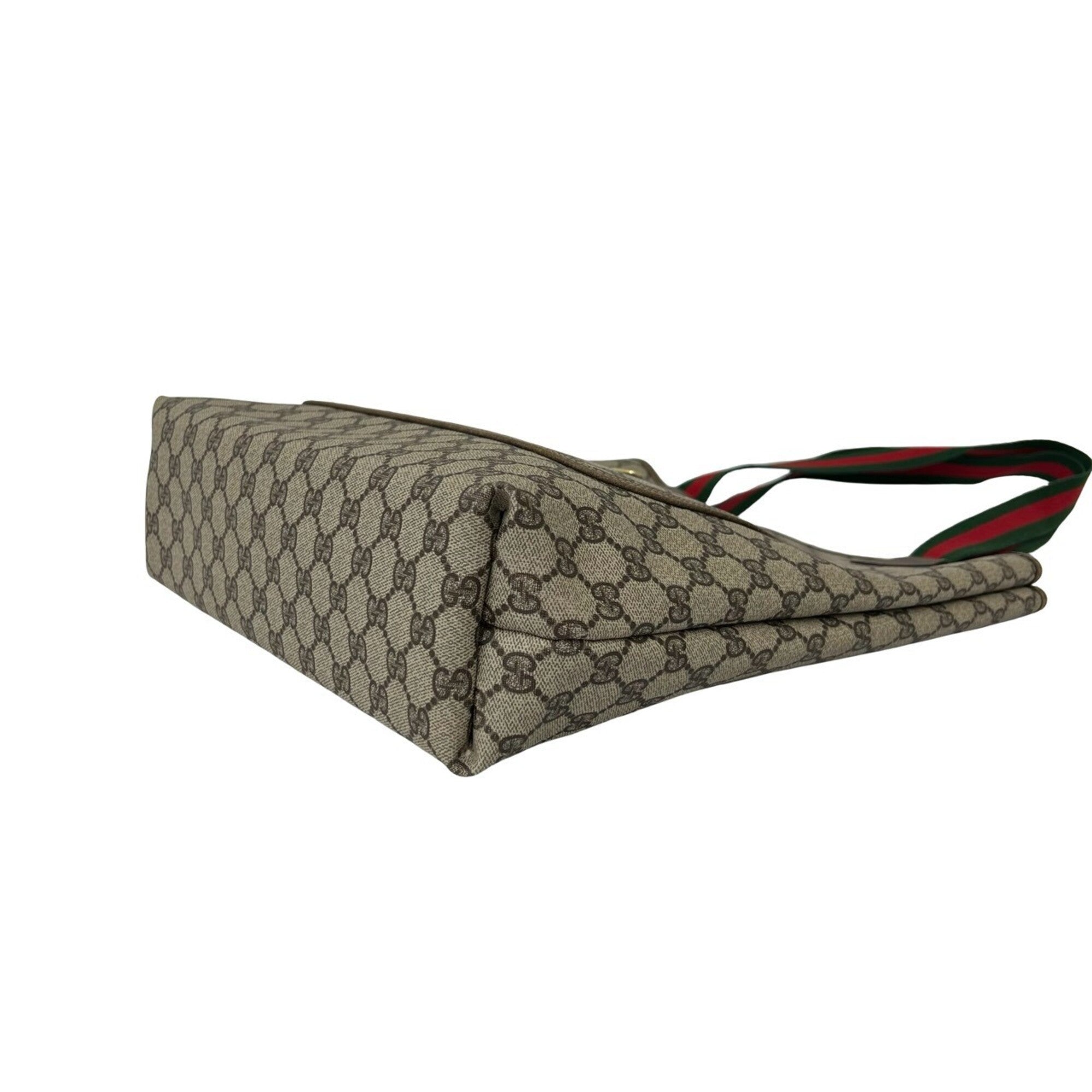 Gucci Brown Green Red Color Leather Pvc Shoulder Bag Tote Bag (Pre-Owned)