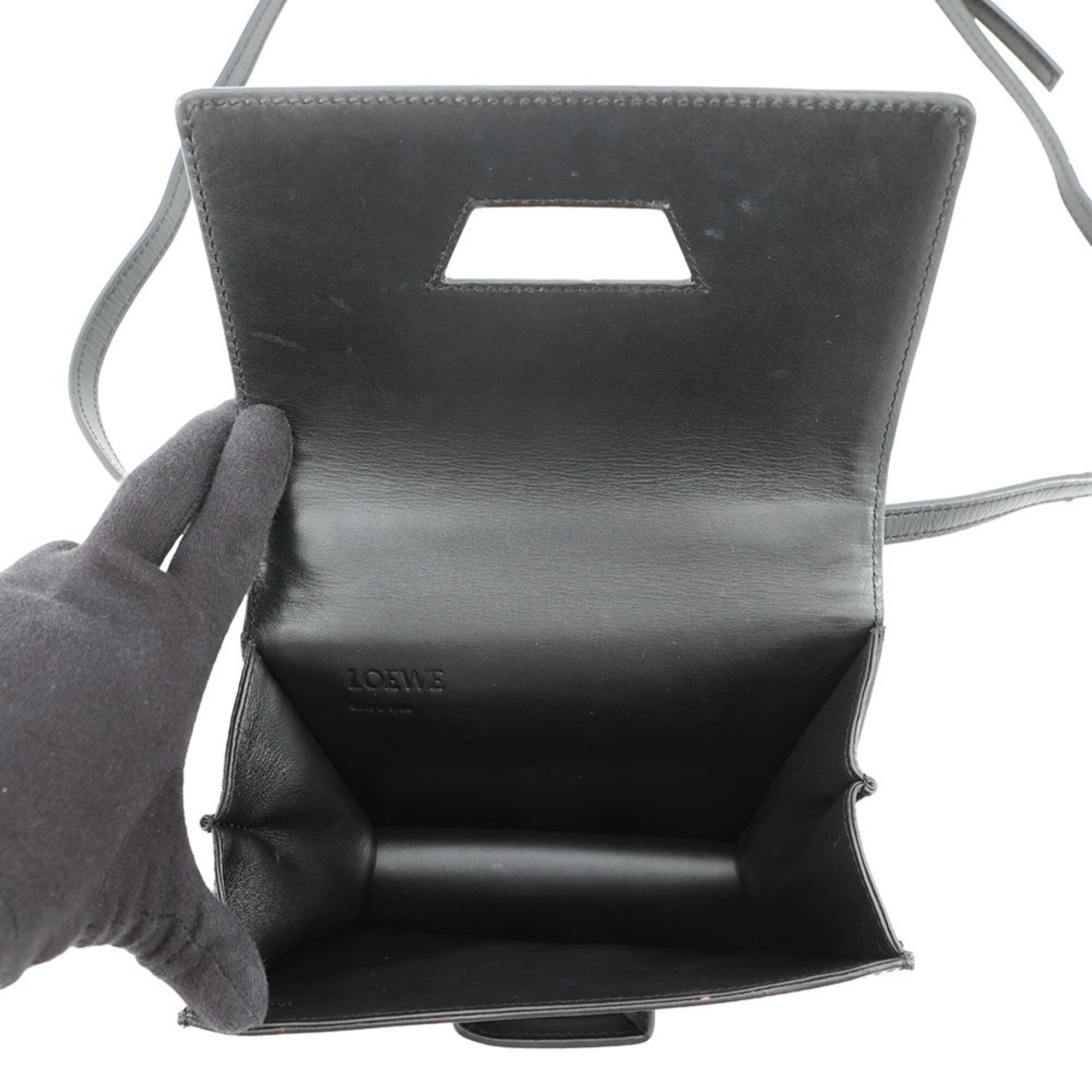 Loewe Barcelona Black Leather Handbag Shoulder Bag (Pre-Owned)