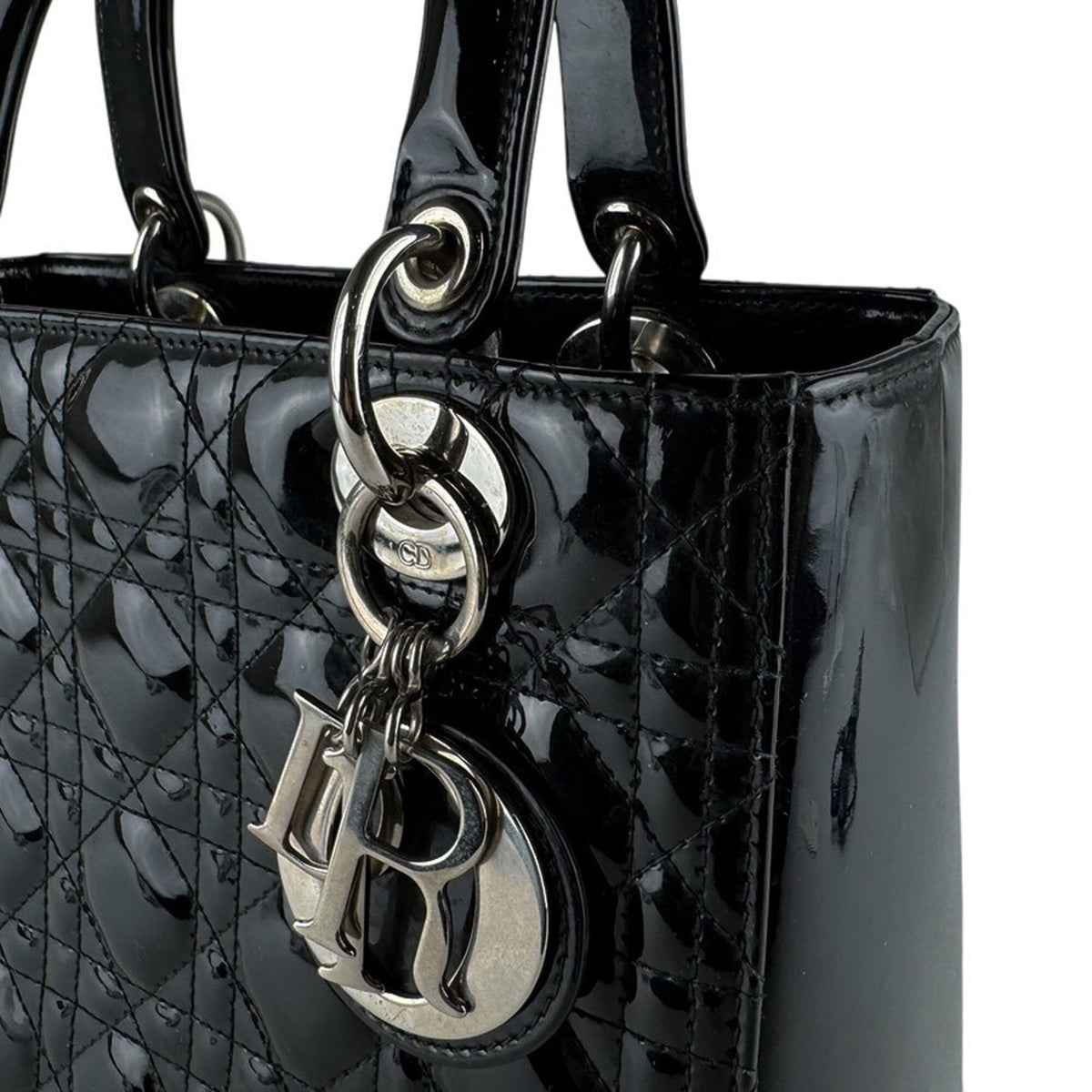 Christian Dior Black Patent Leather Handbag Shoulder Bag (Pre-Owned)