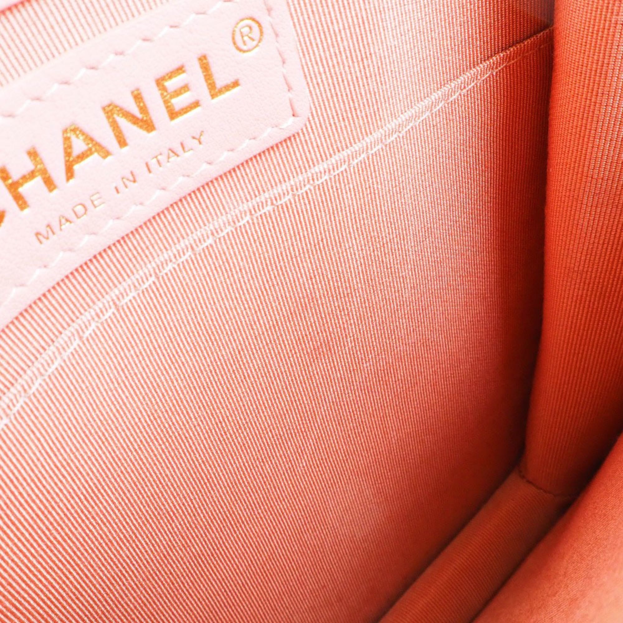 Chanel Boy Chanel Pink Tweed Leather Shoulder Bag (Pre-Owned)