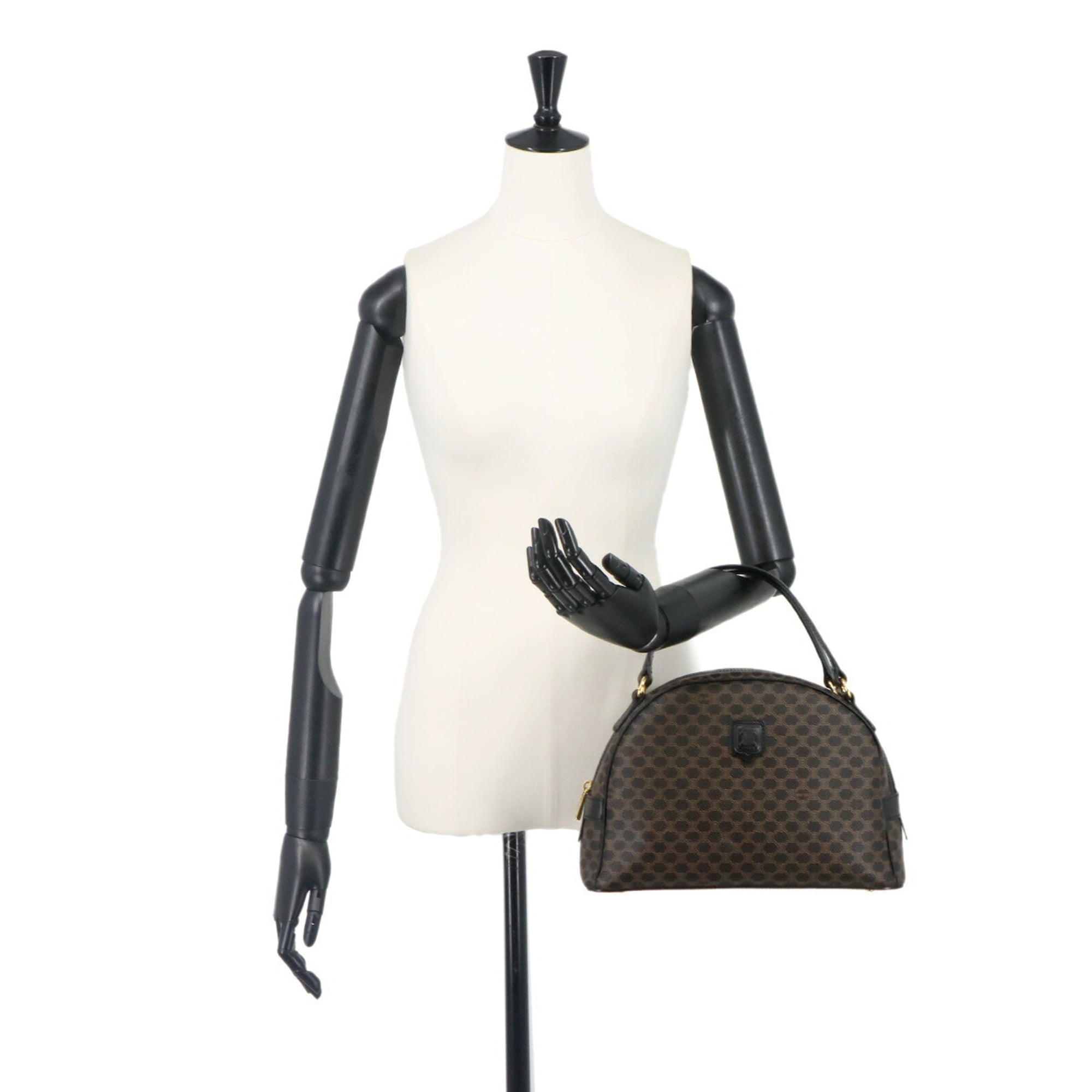 Celine Macadam Black Brown Pvc Leather Handbag (Pre-Owned)