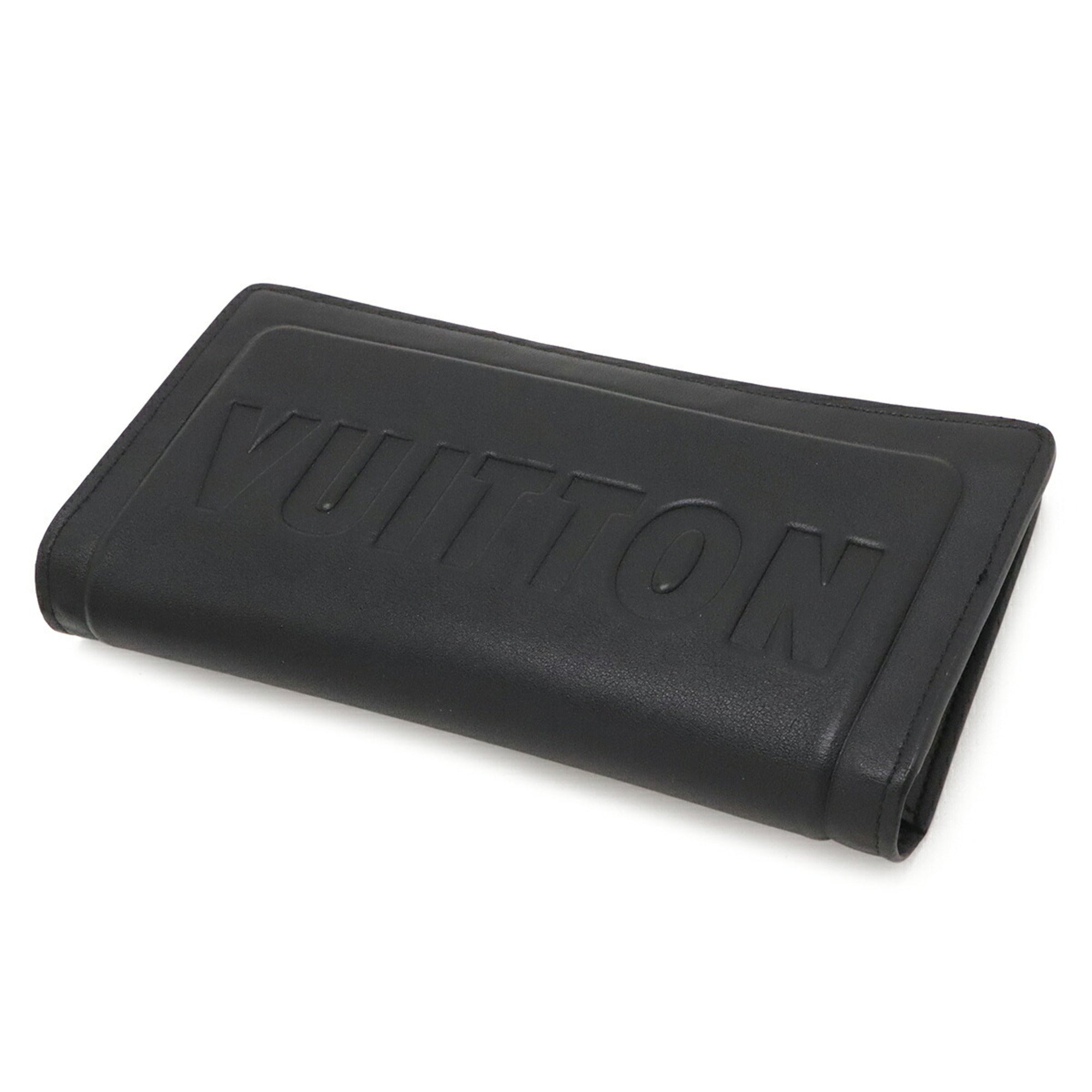 Louis Vuitton Black Leather Long Wallet (Bi-Fold) (Pre-Owned)