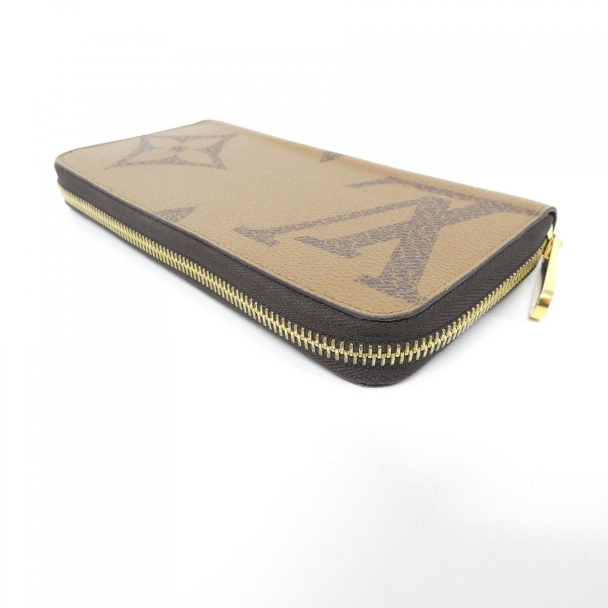 Louis Vuitton Beige Brown Brown Coated Canvas Long Wallet (Bi-Fold) (Pre-Owned)