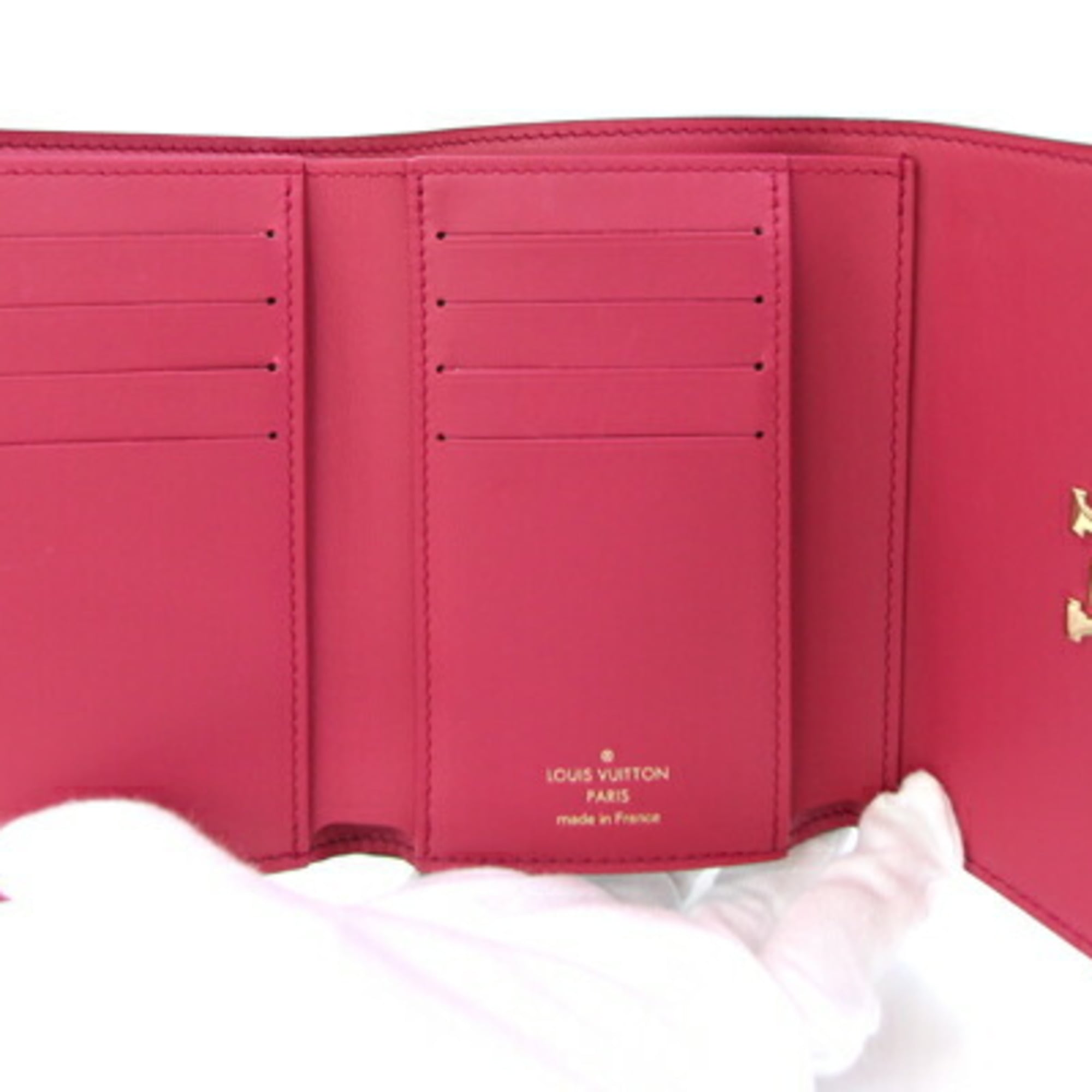 Louis Vuitton Bicolor Hot Pink Noir Leather Wallet (Tri-Fold) (Pre-Owned)