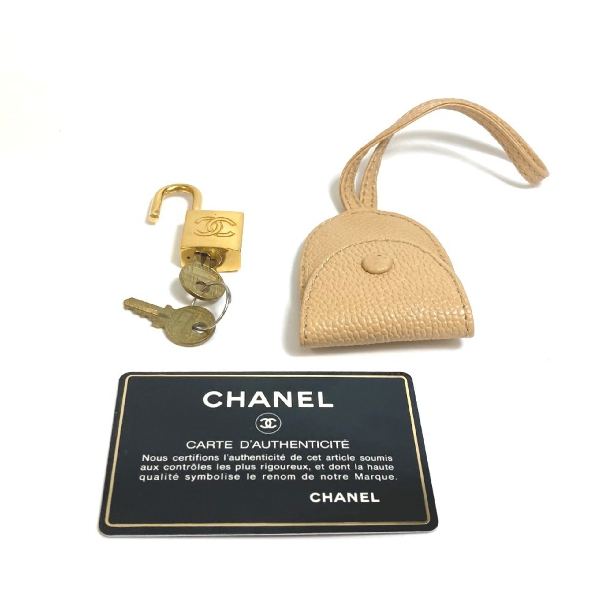 Chanel Beige Grained Calfskin Handbag Shoulder Bag Vanity Bag (Pre-Owned)