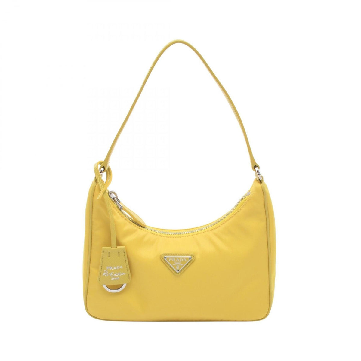 Prada Saffiano Yellow Nylon Leather Handbag (Pre-Owned)