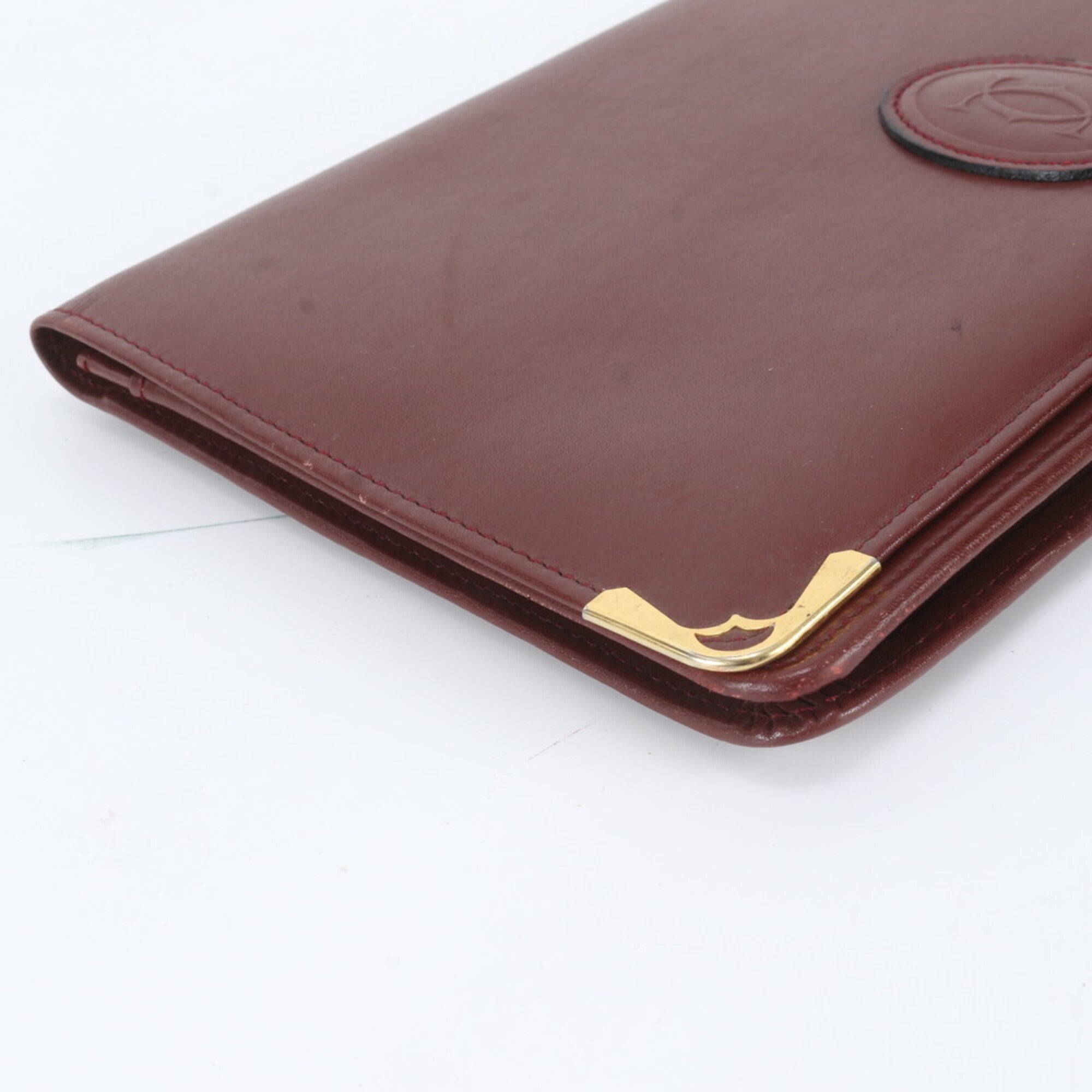 Cartier Wine Red Leather Clutch Bag Pouch (Pre-Owned)