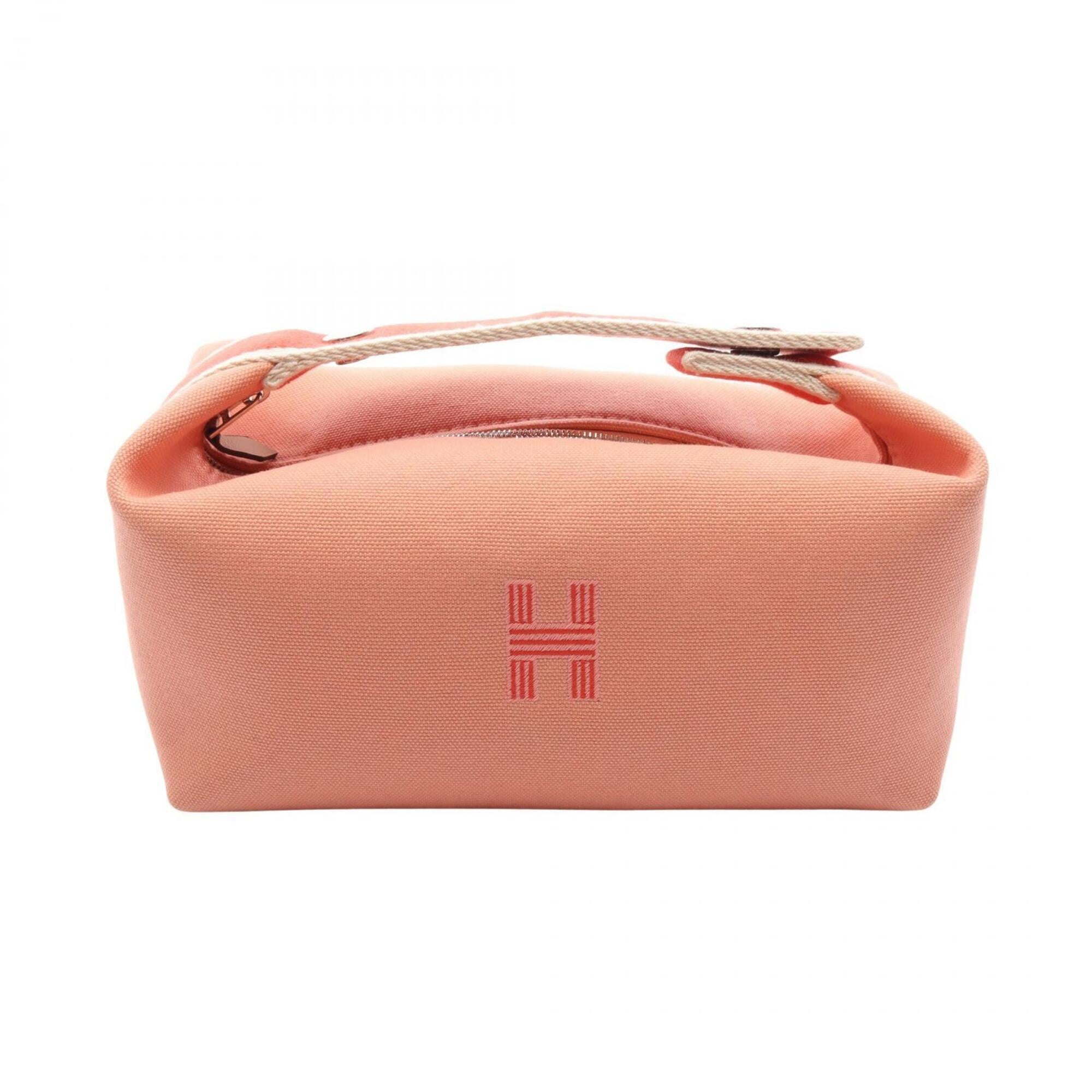 Hermes Pink Red Color Canvas Handbag (Pre-Owned)