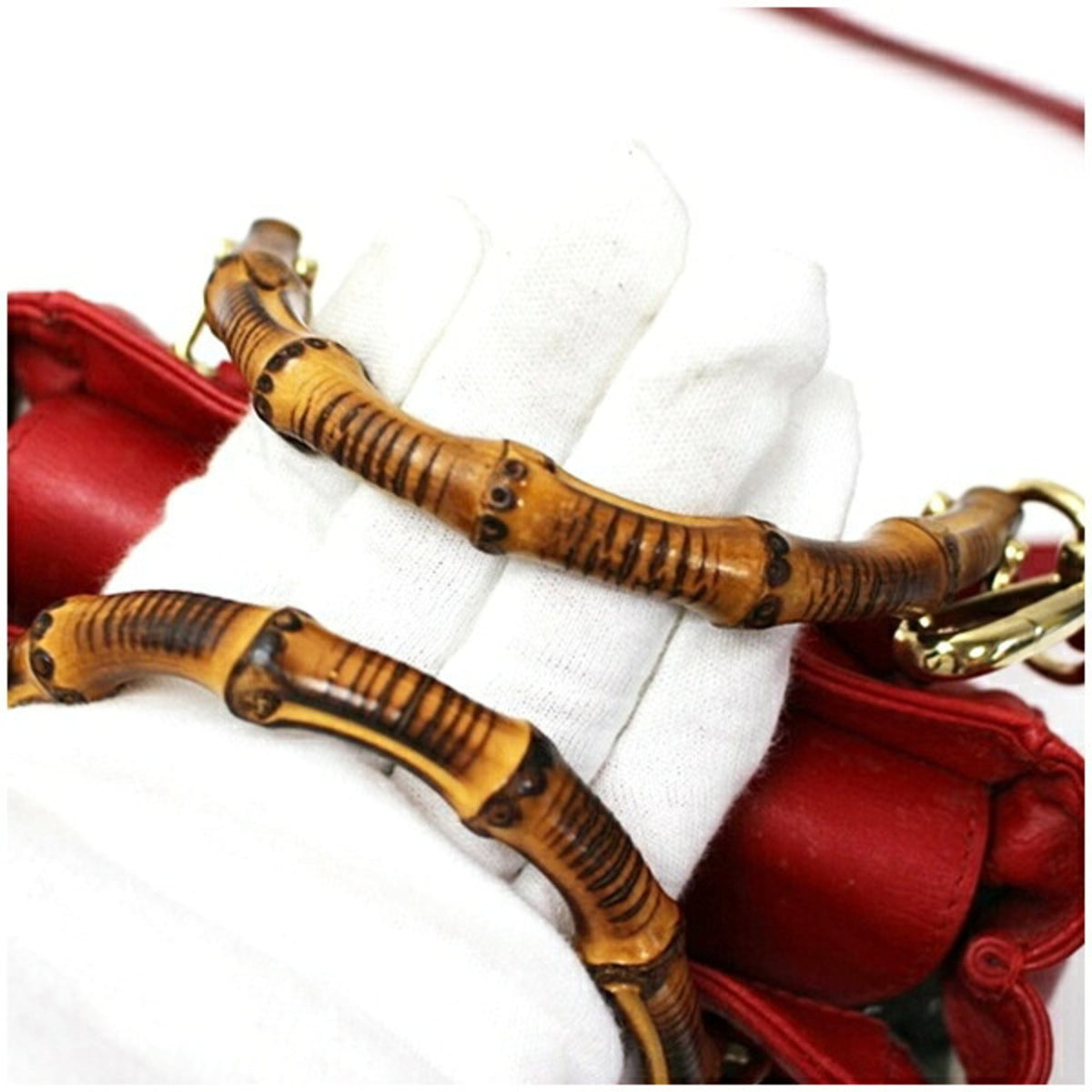 Gucci Ivory Red Color Leather Shoulder Bag (Pre-Owned)