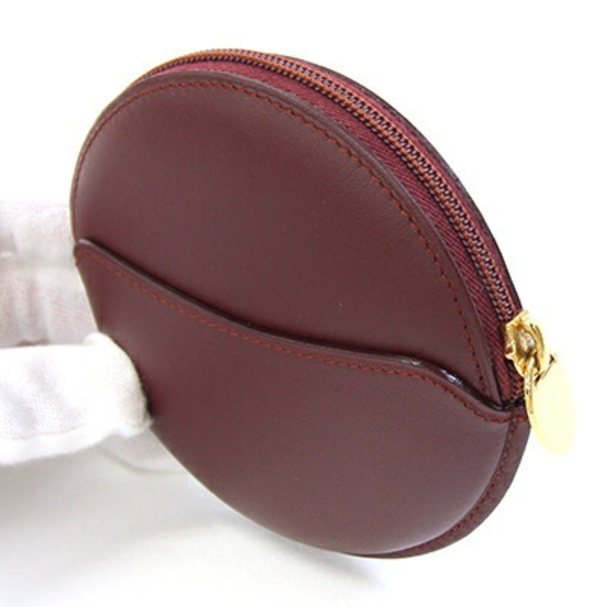 Cartier Must Bordeaux Leather Coin Purse/Coin Case (Pre-Owned)