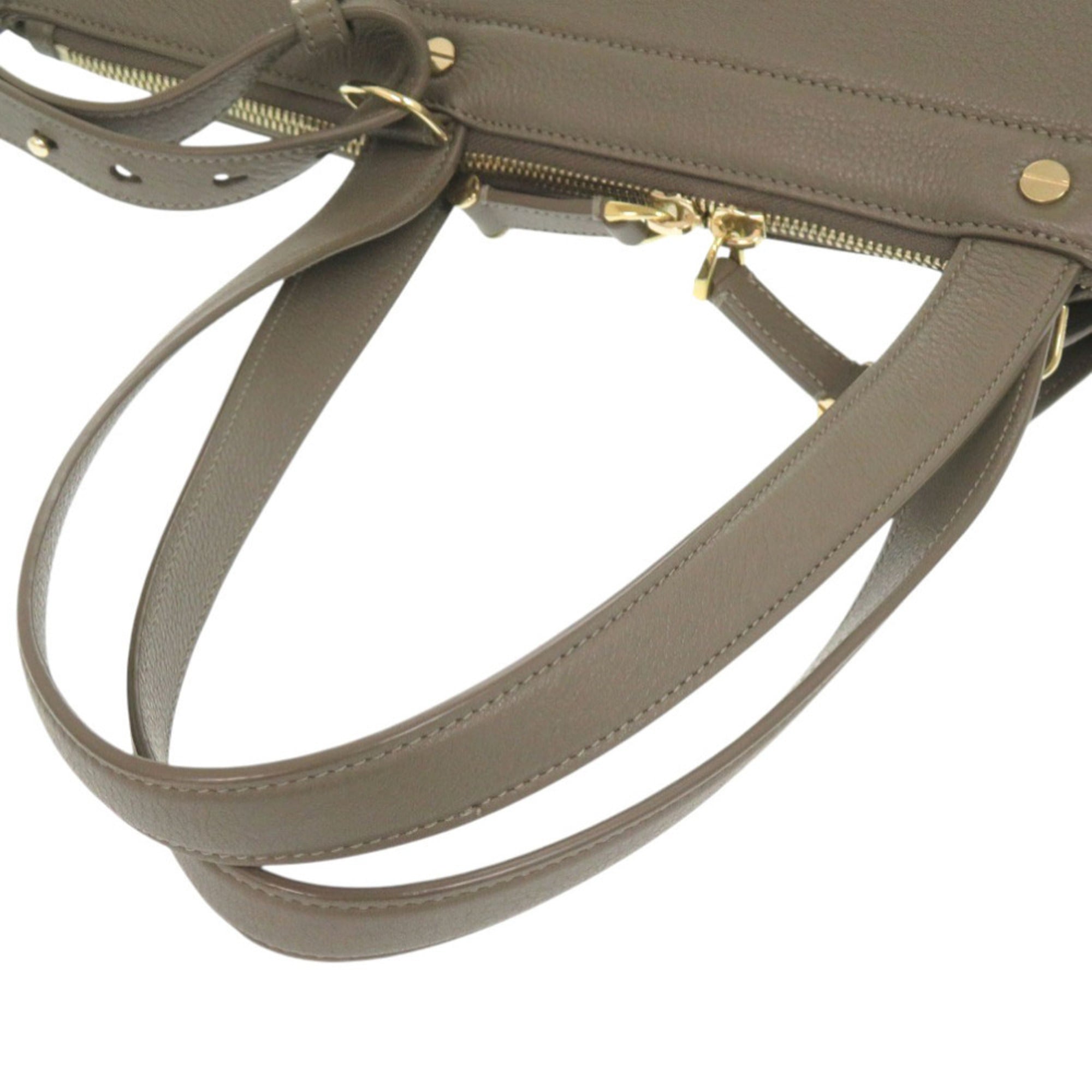 Bally Grayish Leather Tote Bag (Pre-Owned)