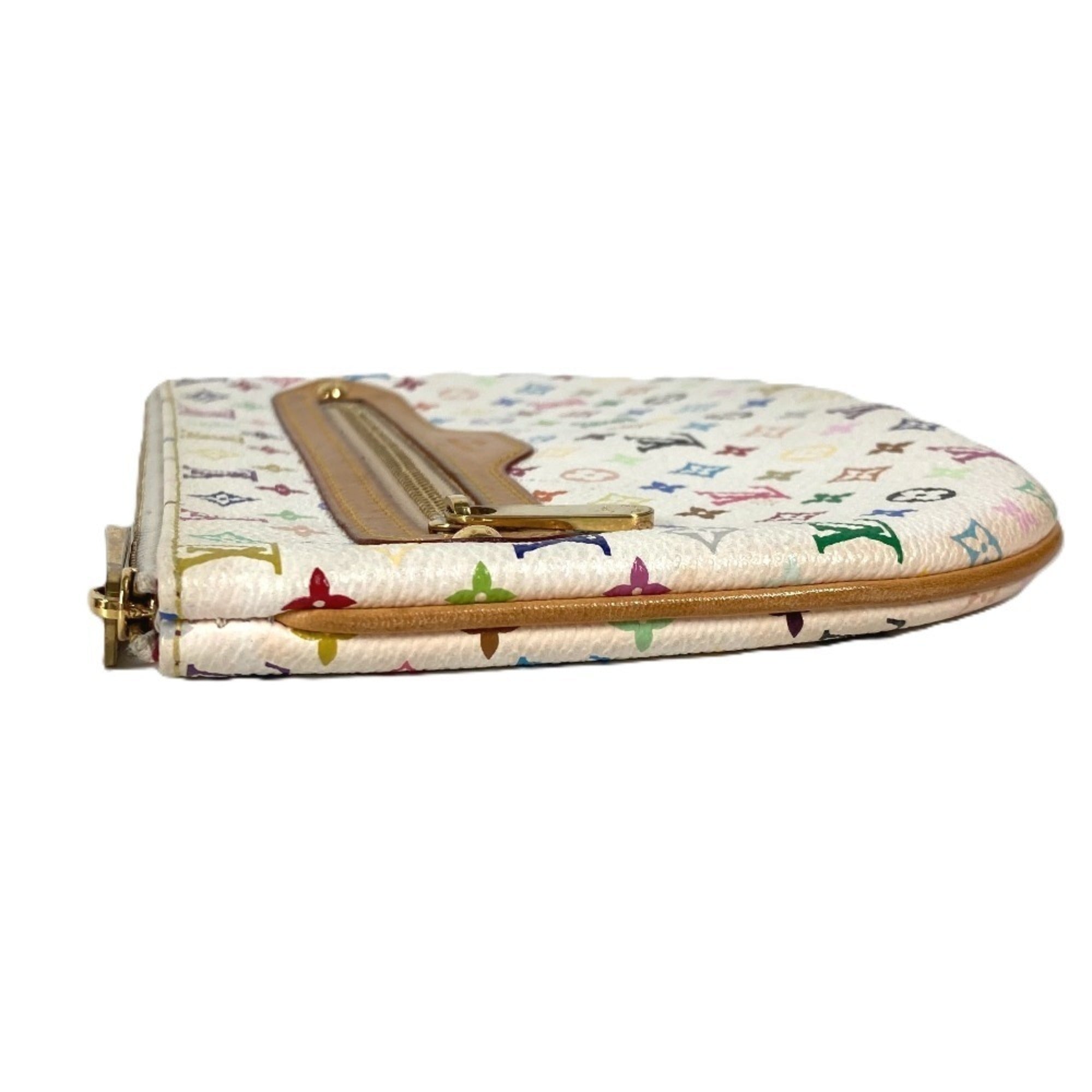 Louis Vuitton Blanc Multi-Color White Monogram Multicolore Clutch Bag Pochette Pouch (Pre-Owned)