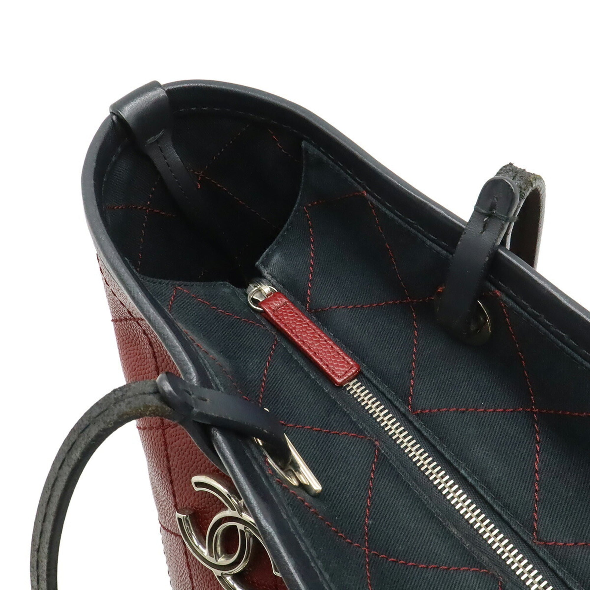 Chanel Black Bordeaux Grained Calfskin Shoulder Bag Tote Bag (Pre-Owned)