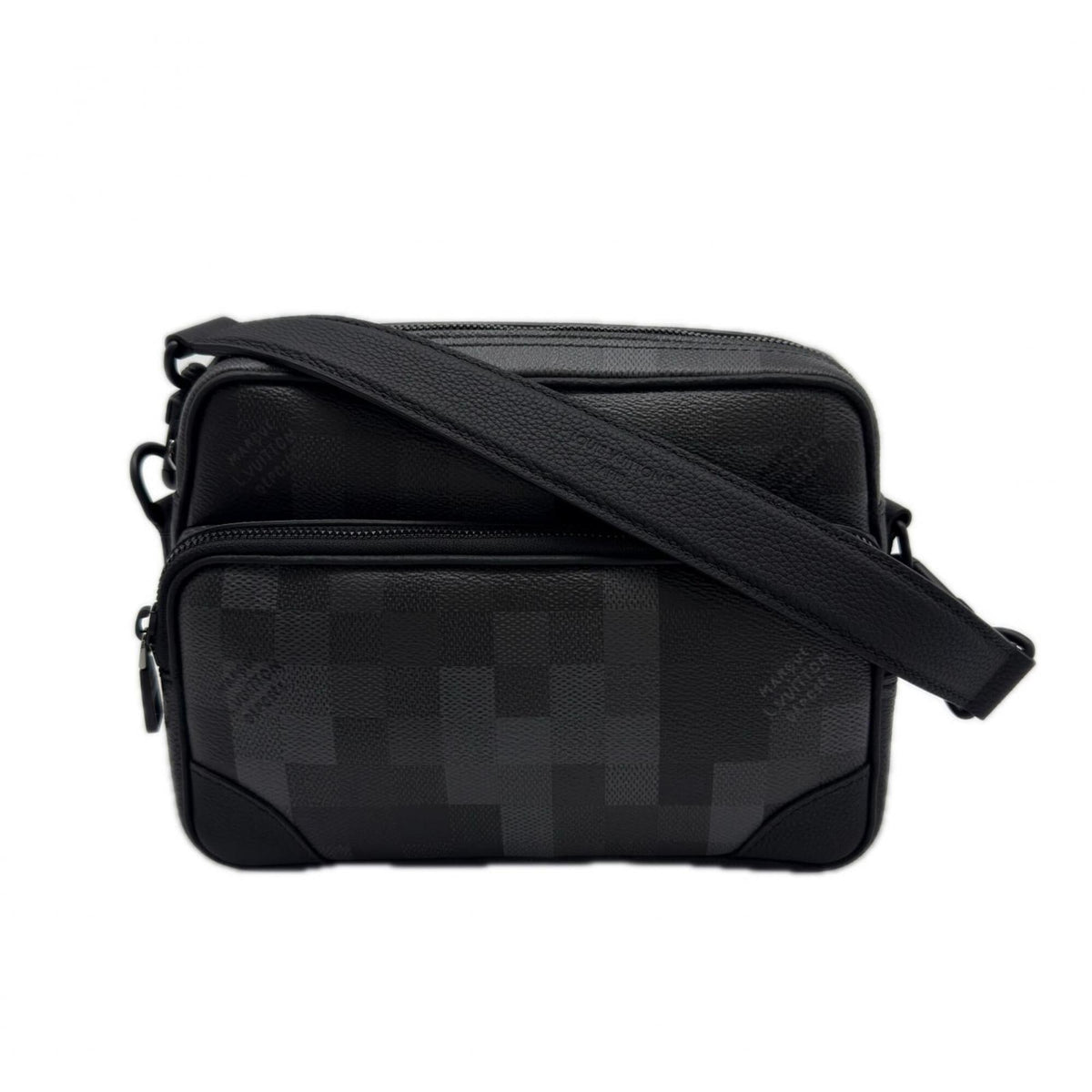 Louis Vuitton Black Gray Coated Canvas Leather Shoulder Bag (Pre-Owned)