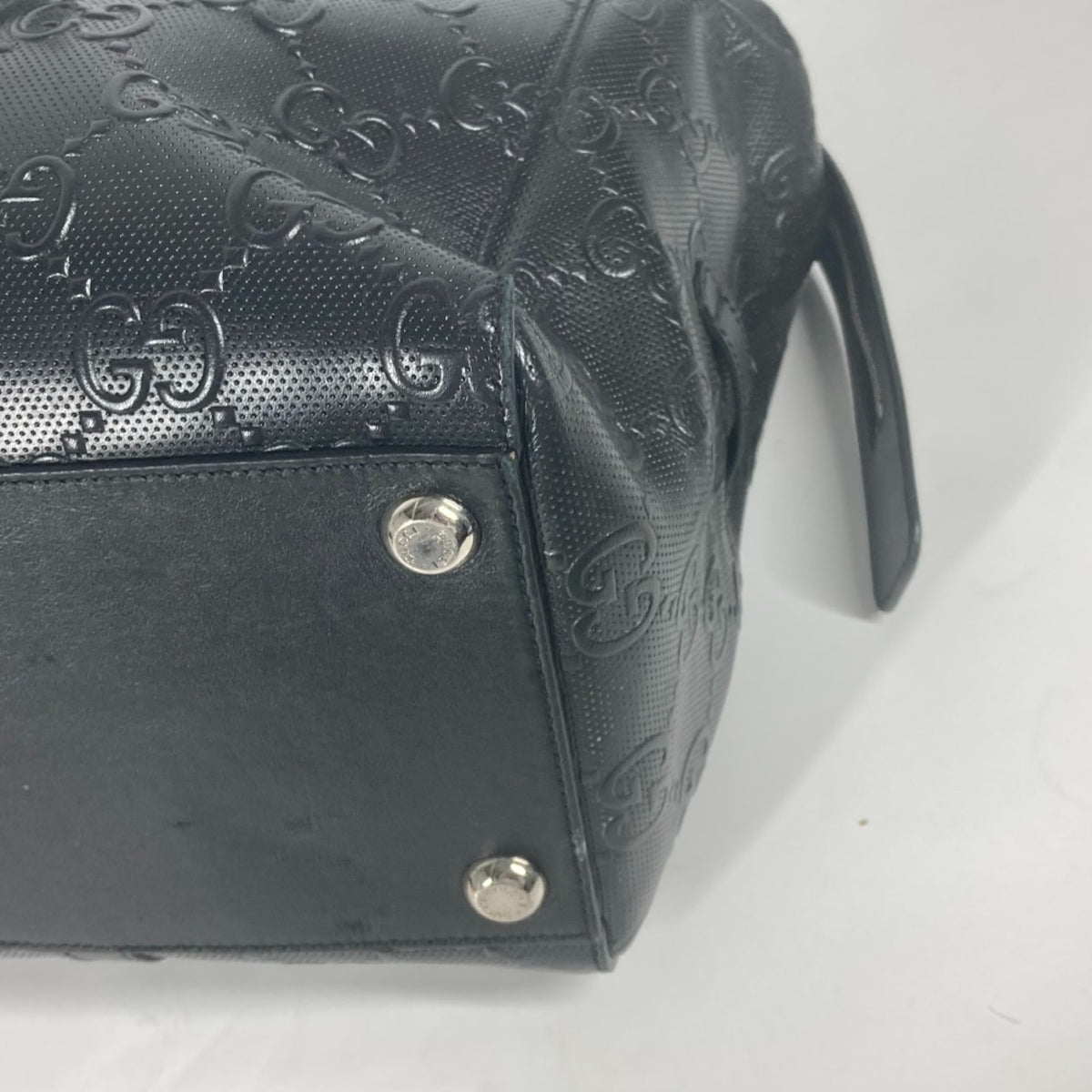 Gucci Black Leather Boston Bag Shoulder Bag Tote Bag (Pre-Owned)