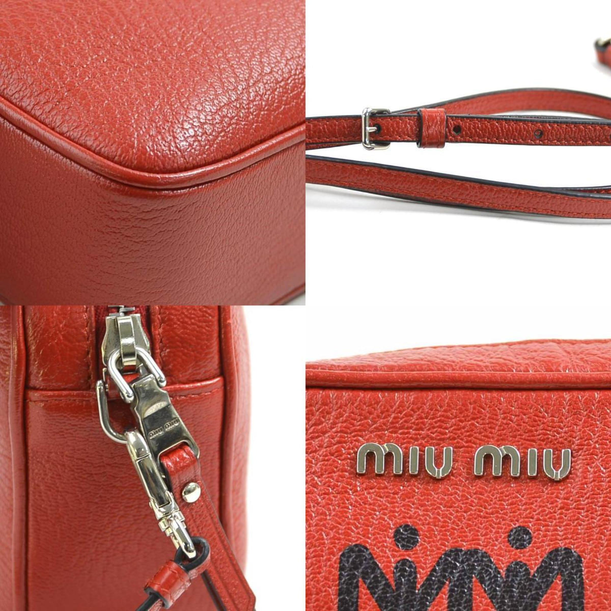 Miu Miu Red Color Leather Shoulder Bag (Pre-Owned)