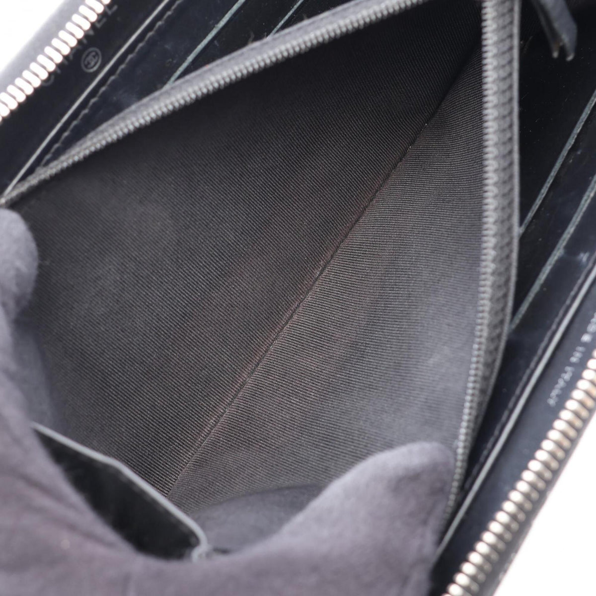 Chanel Black Grained Calfskin Long Wallet (Bi-Fold) (Pre-Owned)
