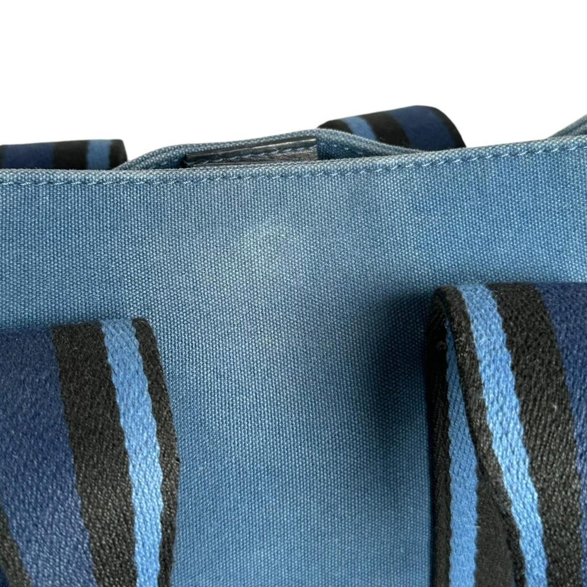 Hermes Black Blue Canvas Handbag Tote Bag (Pre-Owned)
