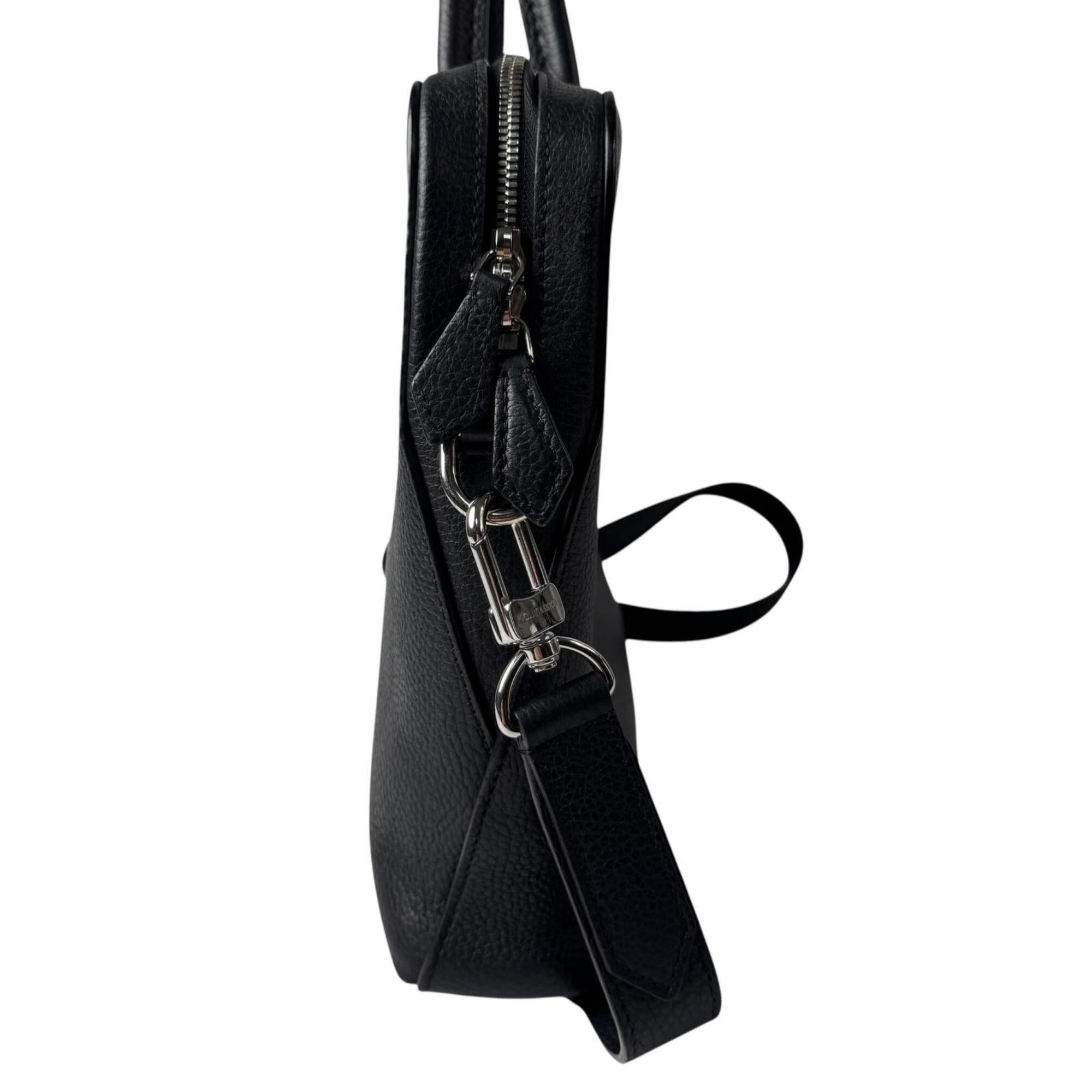 Louis Vuitton Black Leather Briefcase Shoulder Bag (Pre-Owned)