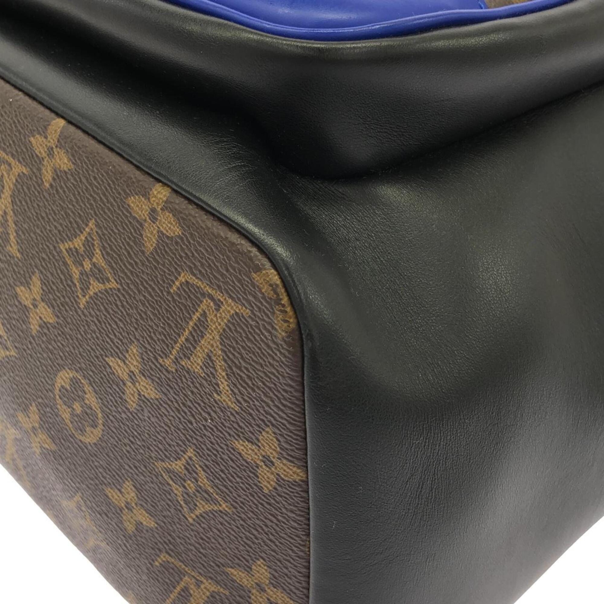 Louis Vuitton Monogram Macassar Blue Marron Coated Canvas Leather Backpack (Pre-Owned)