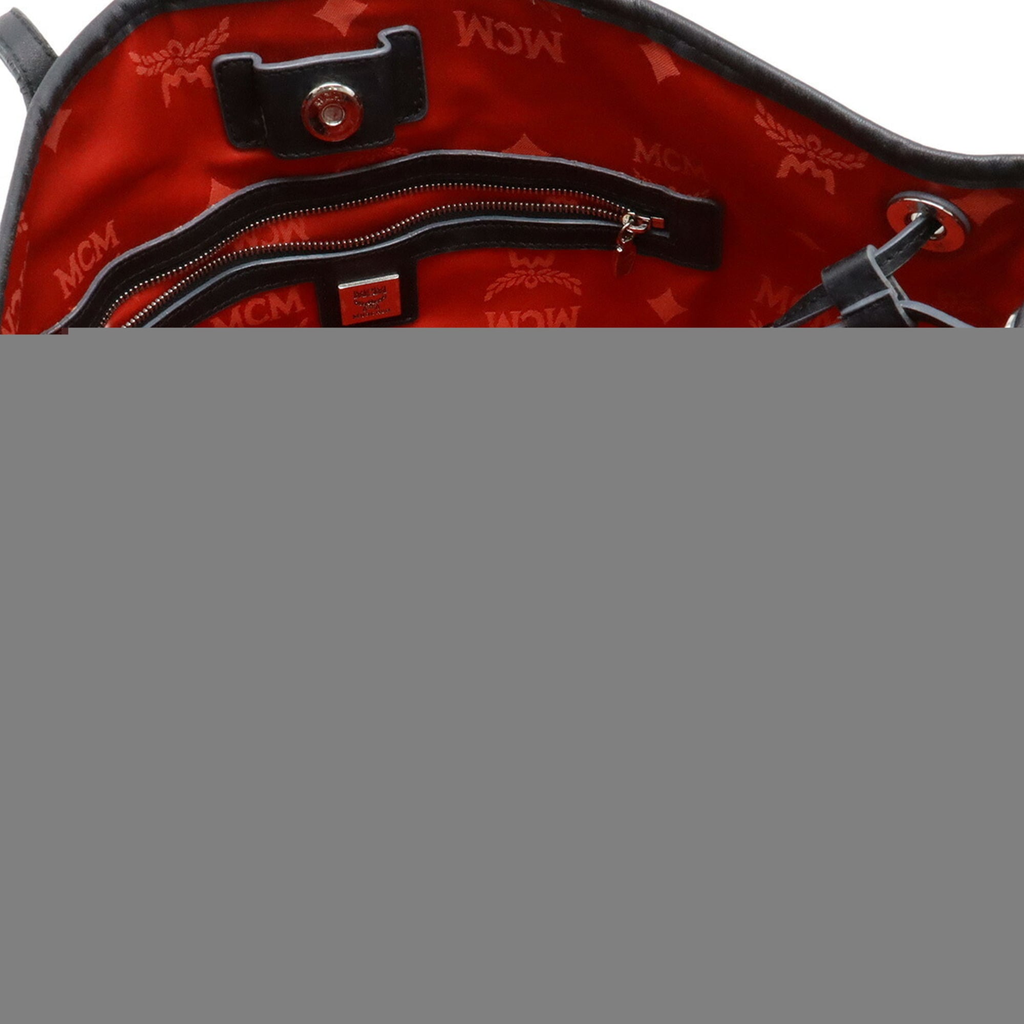 Mcm Visetos Black Gray Pvc Leather Shoulder Bag Tote Bag (Pre-Owned)
