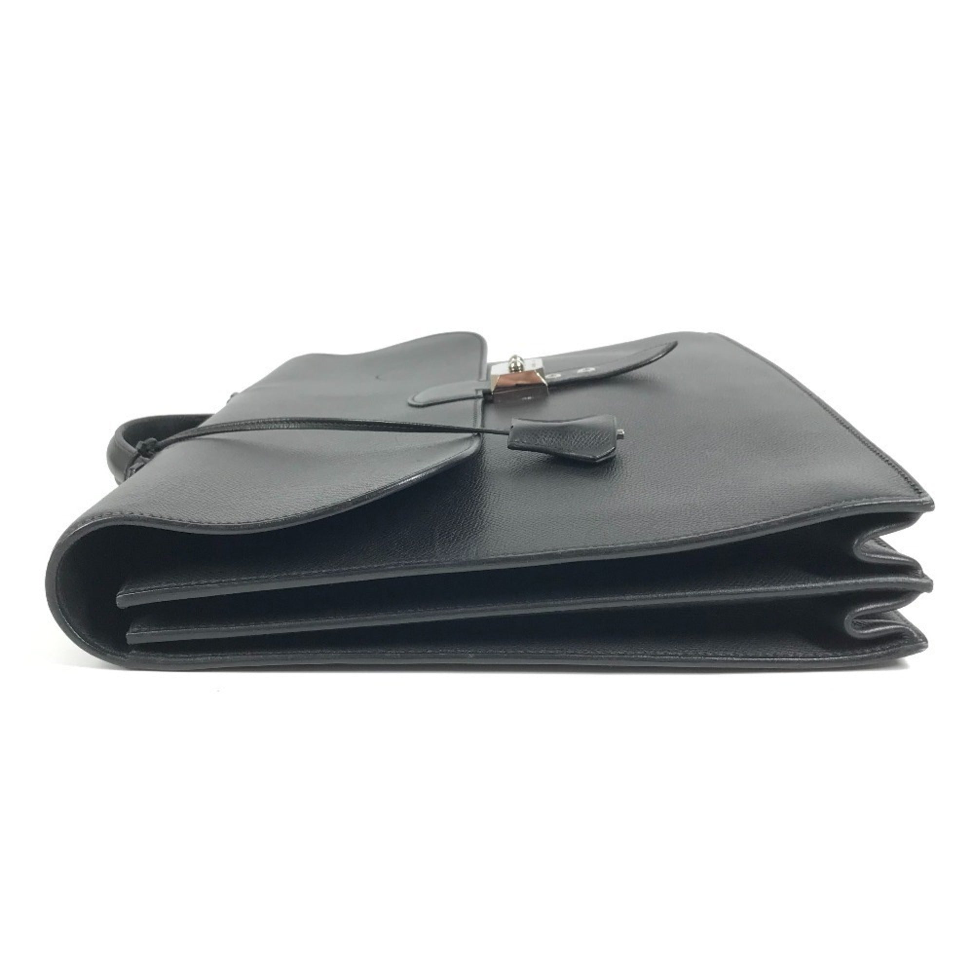 Hermes Black Leather Handbag Tote Bag (Pre-Owned)