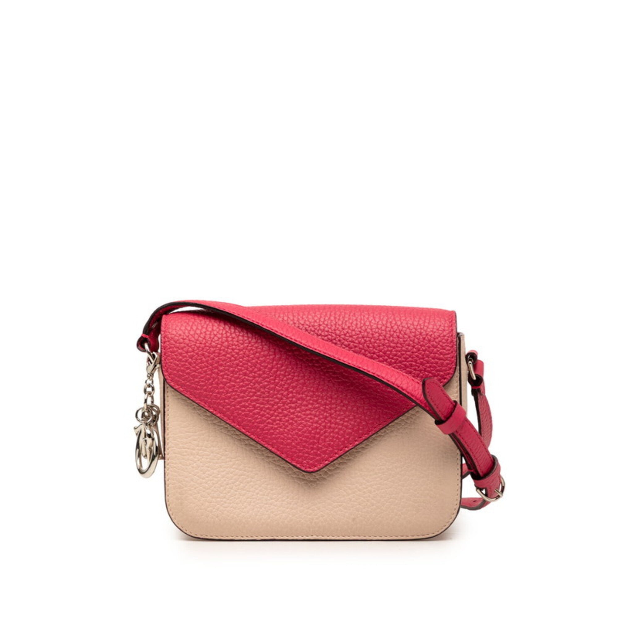 Christian Dior Beige Pink Leather Shoulder Bag (Pre-Owned)