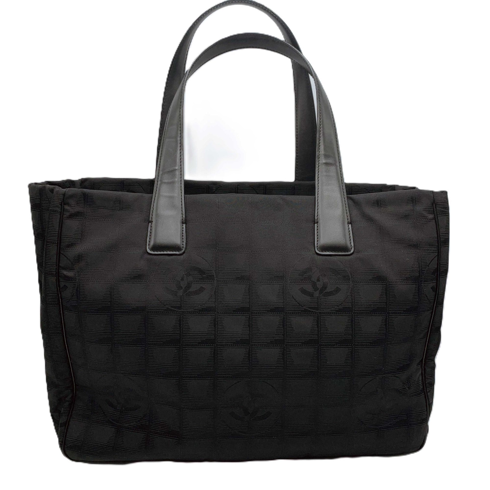 Chanel Black New Travel Line Leather Shoulder Bag Tote Bag (Pre-Owned)