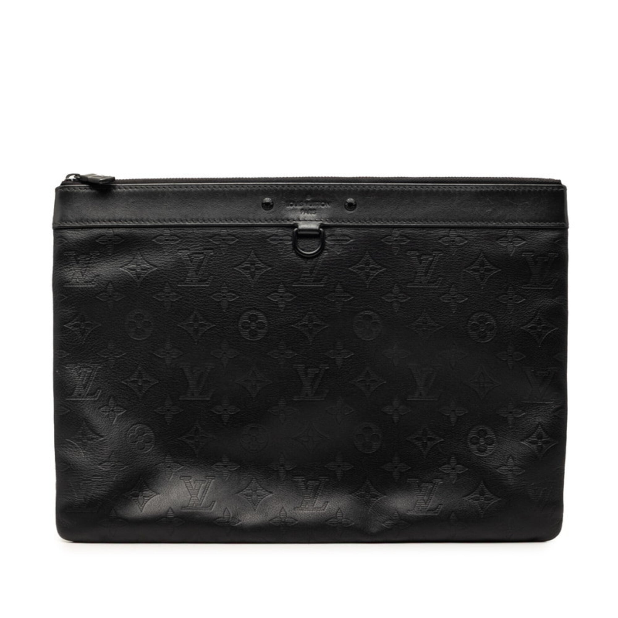 Louis Vuitton Black Noir Leather Clutch Bag (Pre-Owned)