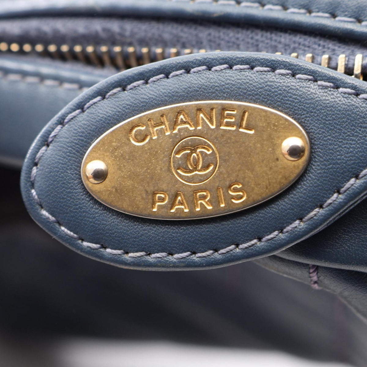 Chanel Blue Leather Handbag Shoulder Bag (Pre-Owned)