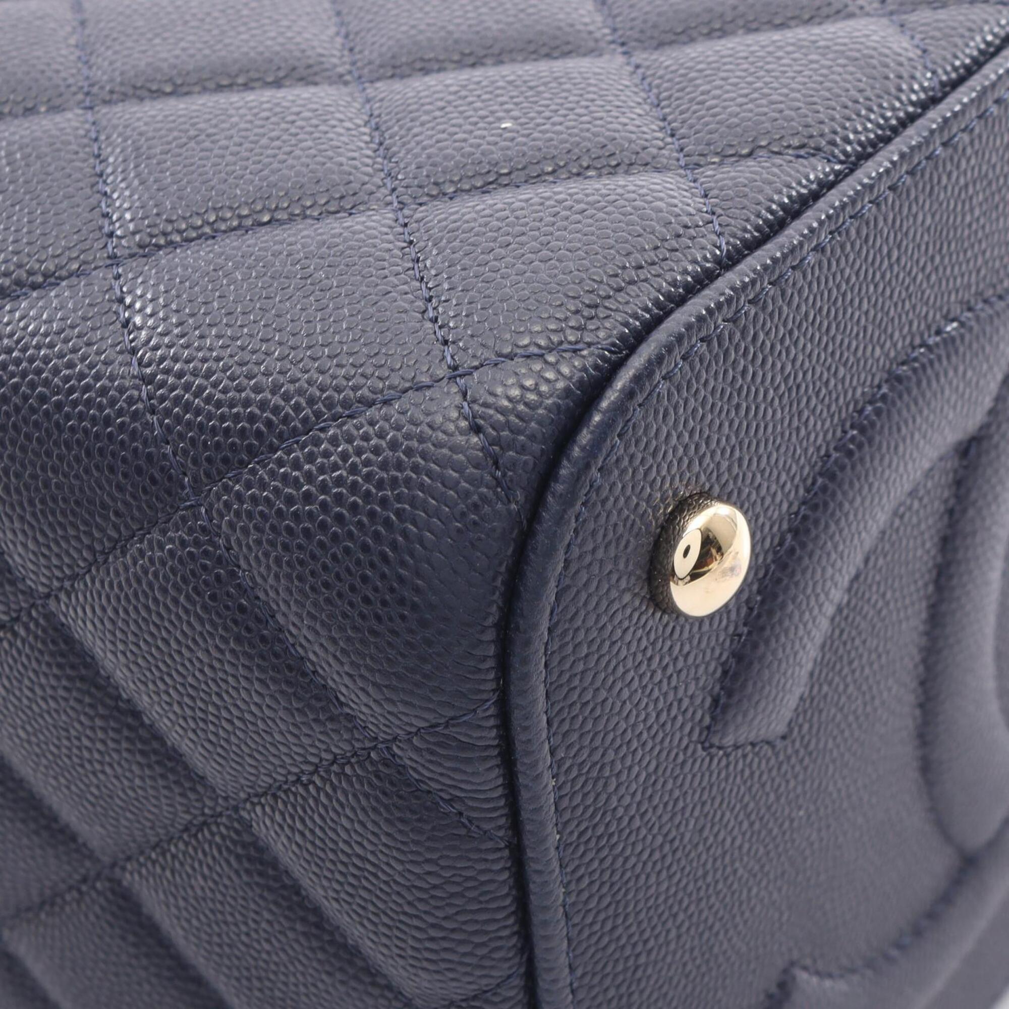 Chanel Navy Grained Calfskin Handbag Shoulder Bag Vanity Bag (Pre-Owned)