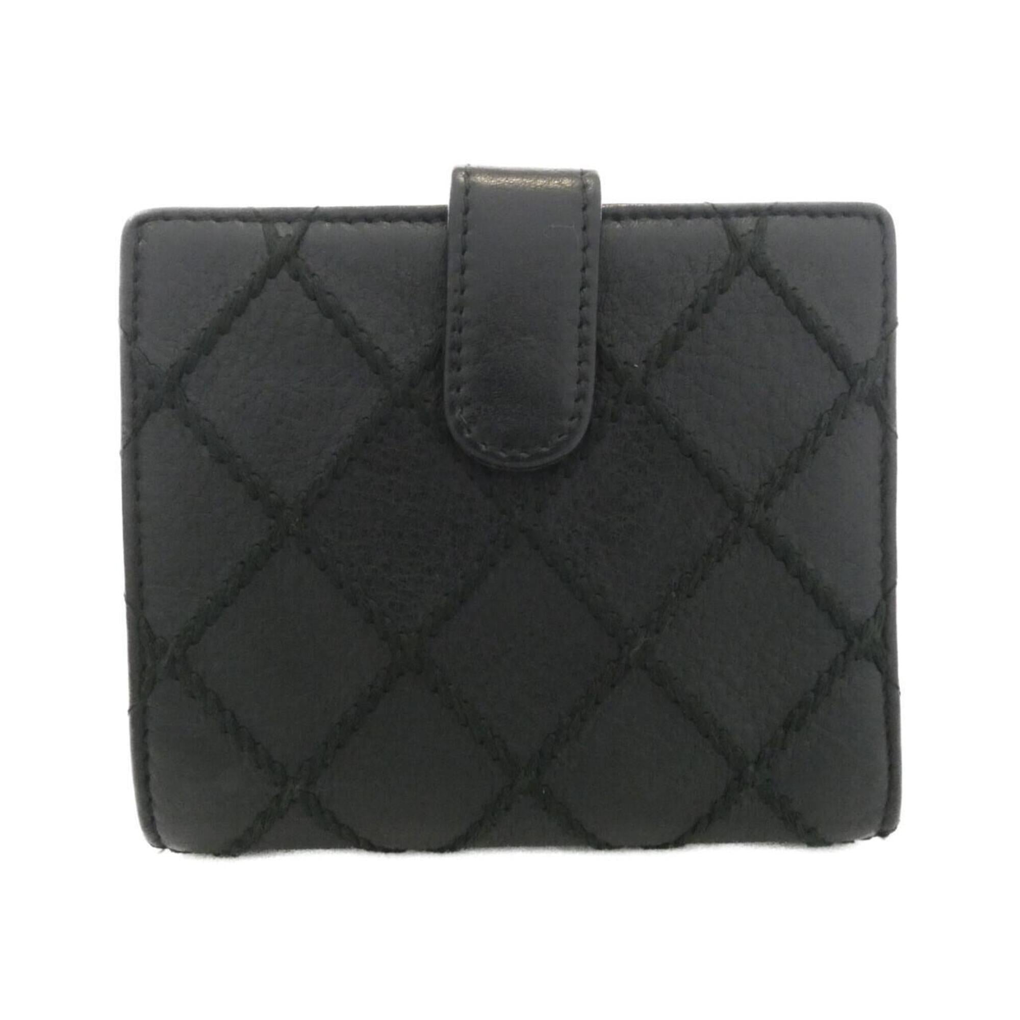 Chanel Black Leather Wallet (Bi-Fold) (Pre-Owned)