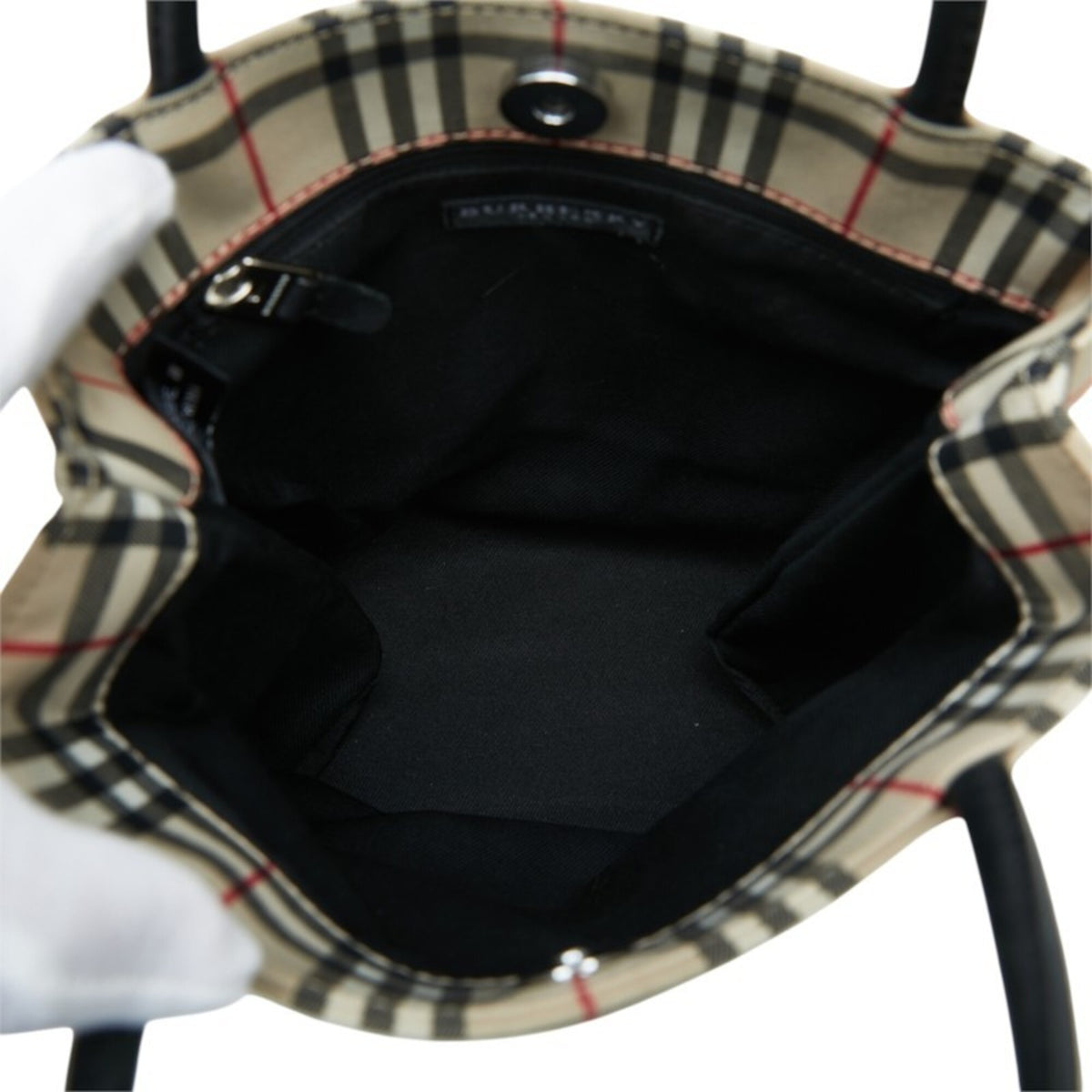 Burberry Beige Black Nylon Leather Tote Bag (Pre-Owned)
