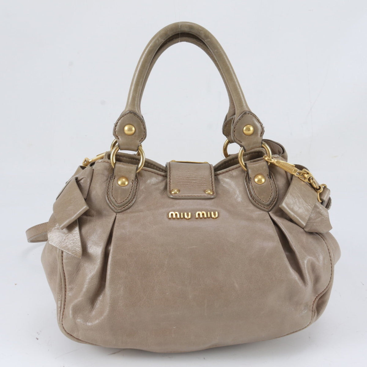 Miu Miu Beige Leather Crossbody Bag Handbag Shoulder Bag Tote Bag (Pre-Owned)