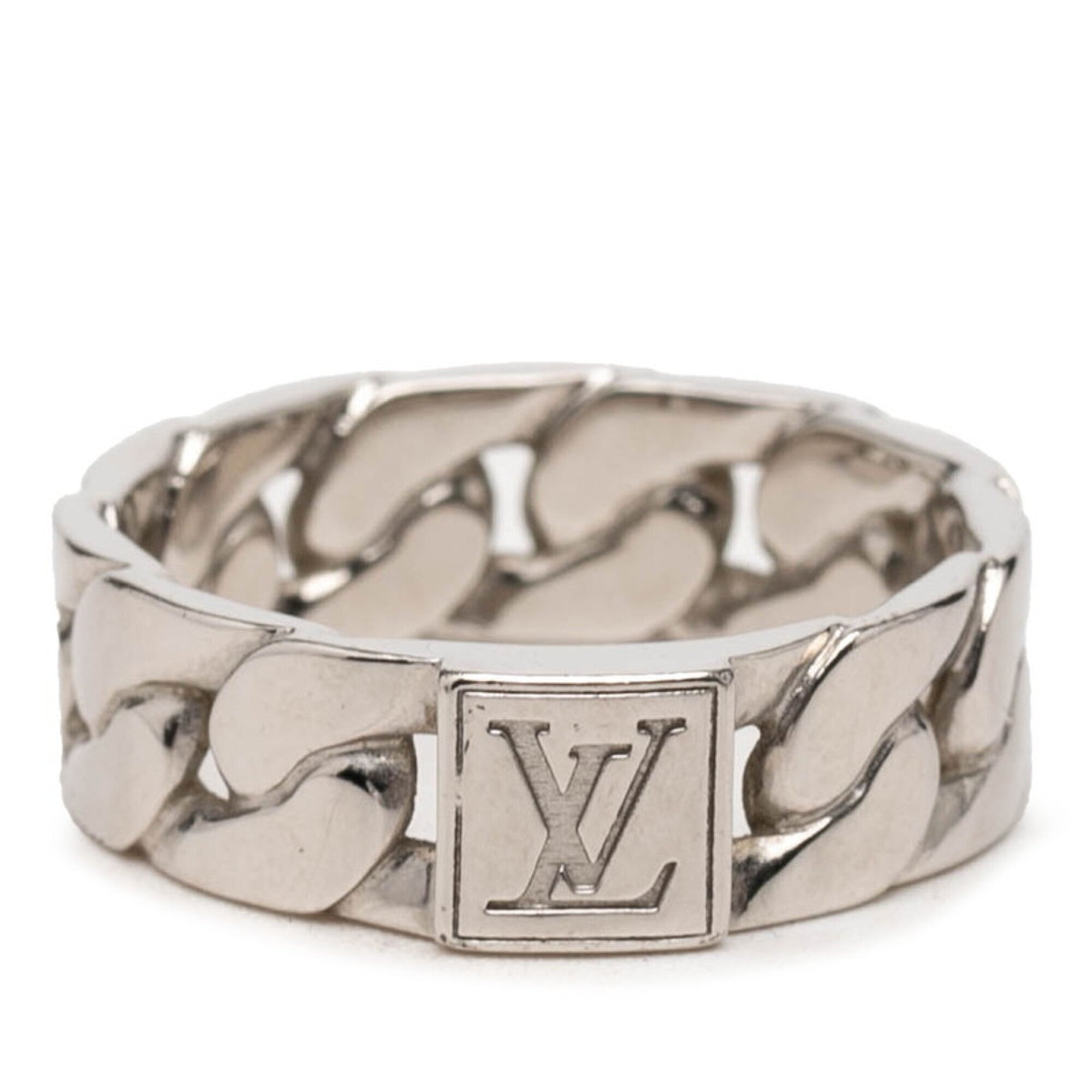 Louis Vuitton Silver Metal Band Ring (Pre-Owned)